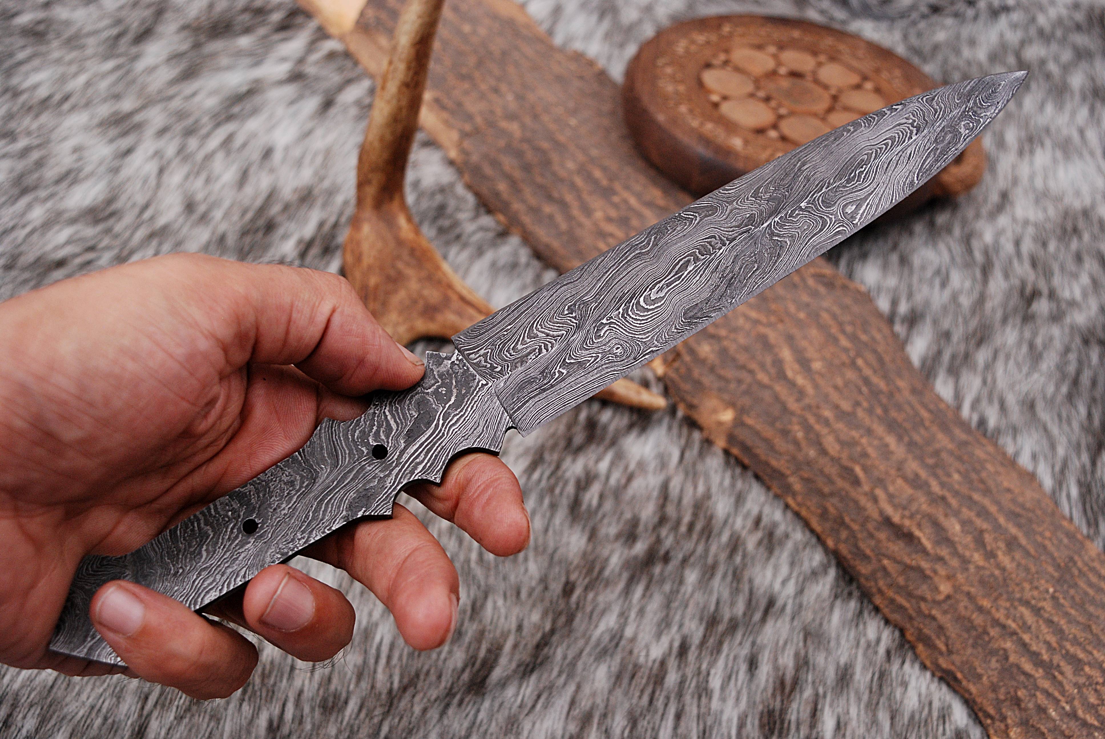 Custom Handmade Damascus Steel Dagger Knife Full Tang Blank Blade - Image 4