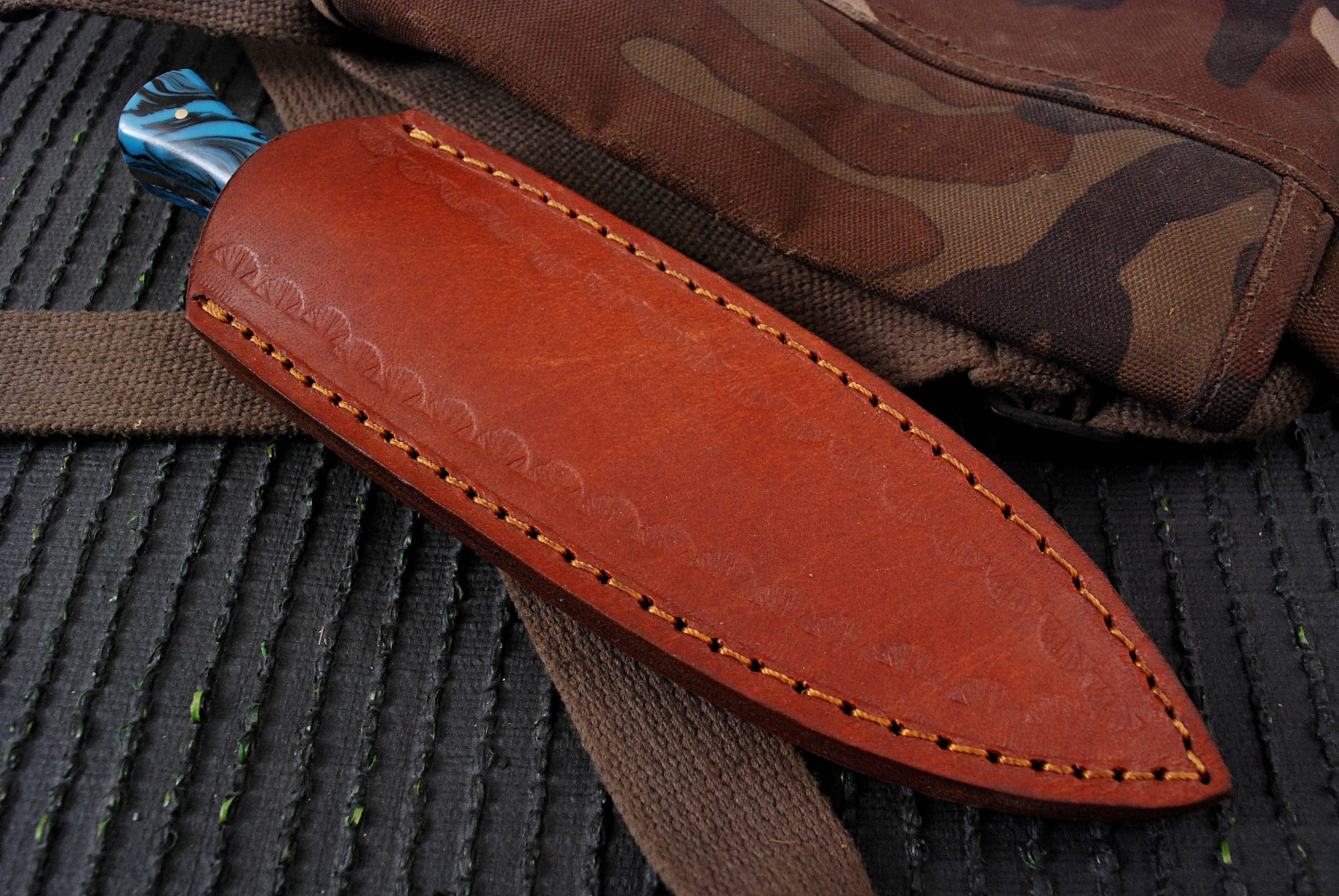 Custom Handmade Damascus Steel Double Edge Blade Dagger Resin Brass Handle - Image 5