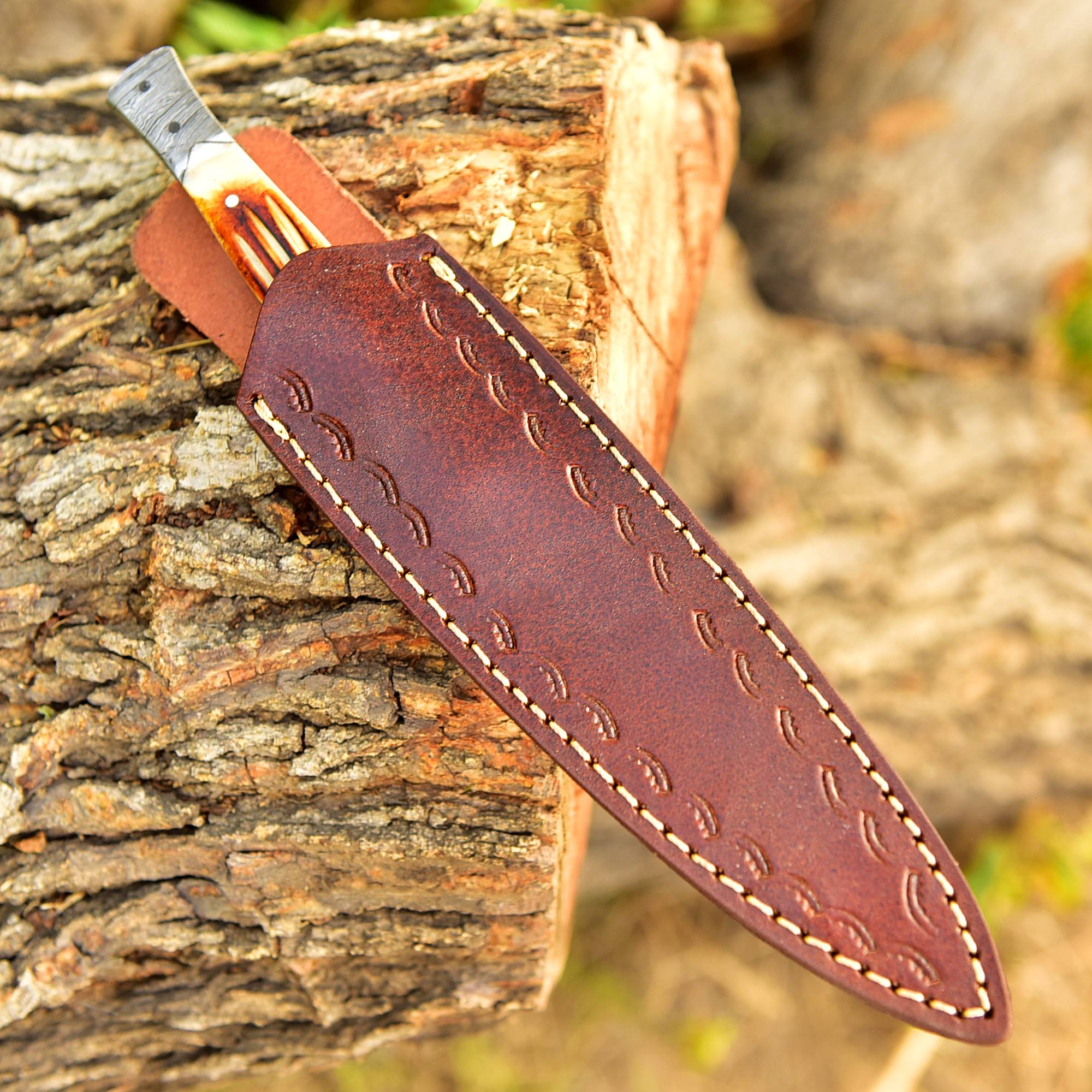 Custom Handmade Damascus Steel Double Edge Blade Dagger Stage Handle - Image 5