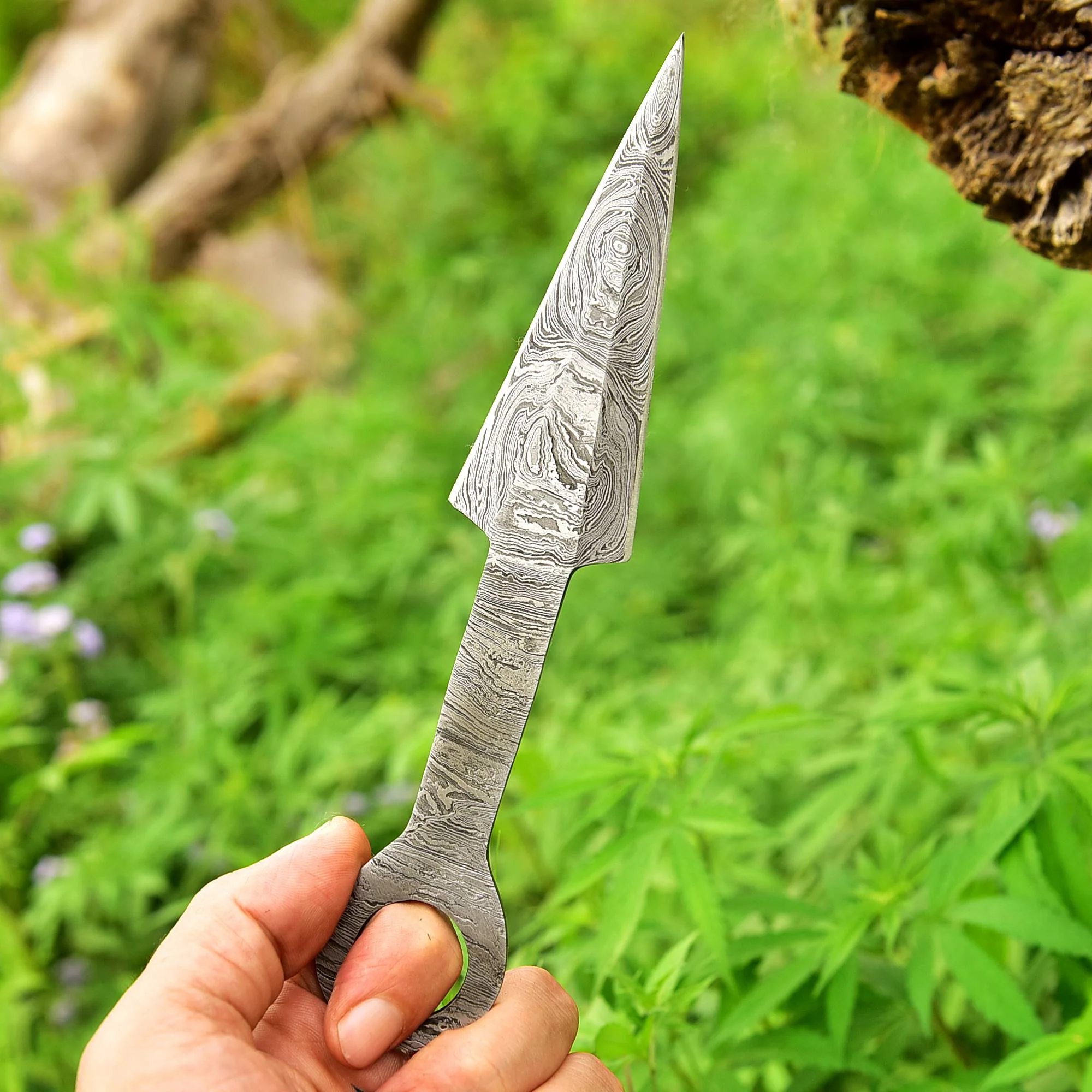 Custom Handmade Damascus Steel Double Edge Dagger Knife Blank Blade - Image 4