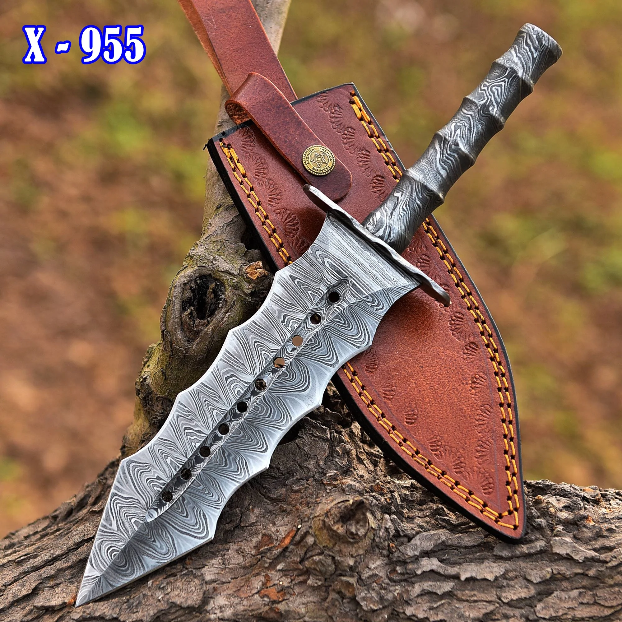 Custom Handmade Damascus Steel Double Edge Dagger Knife Damascus Handle - Image 2