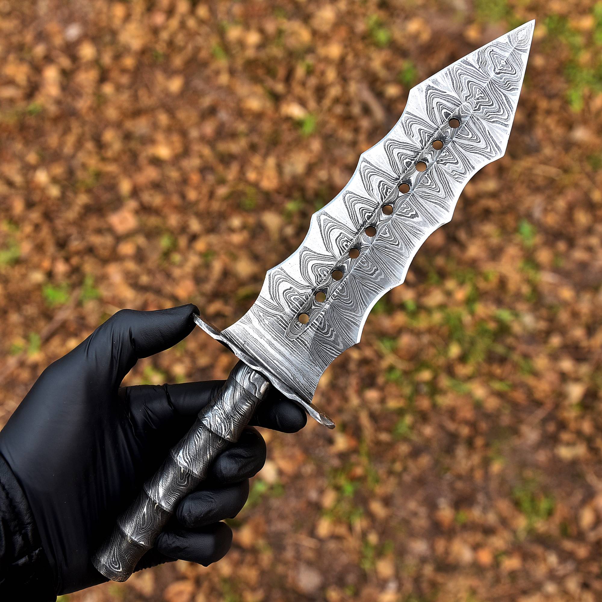 Custom Handmade Damascus Steel Double Edge Dagger Knife Damascus Handle - Image 3