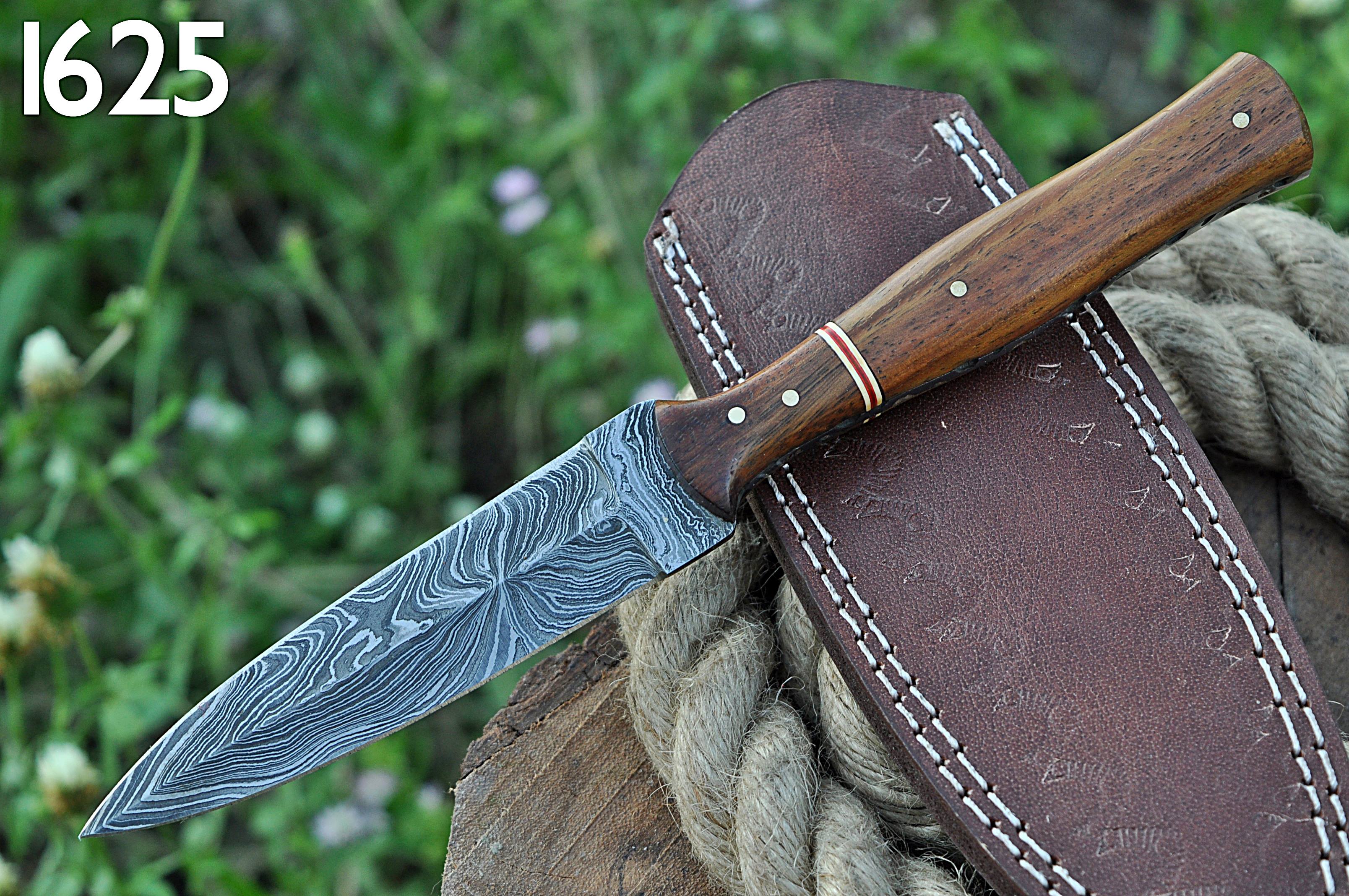 Custom Handmade Damascus Steel Double Edge Dagger Knife Wood Handle - Image 2