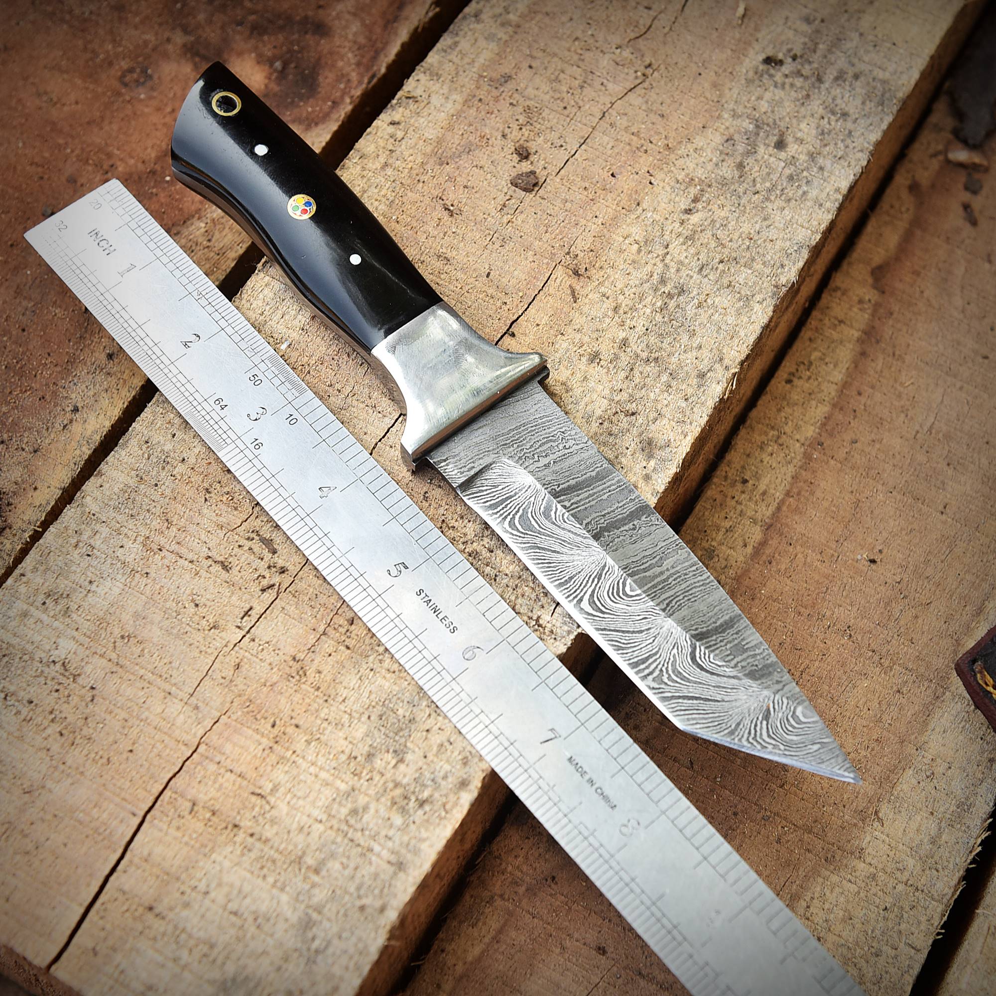 Custom Handmade Damascus Steel EDC Hunting Camping Skinning Knife - Image 3