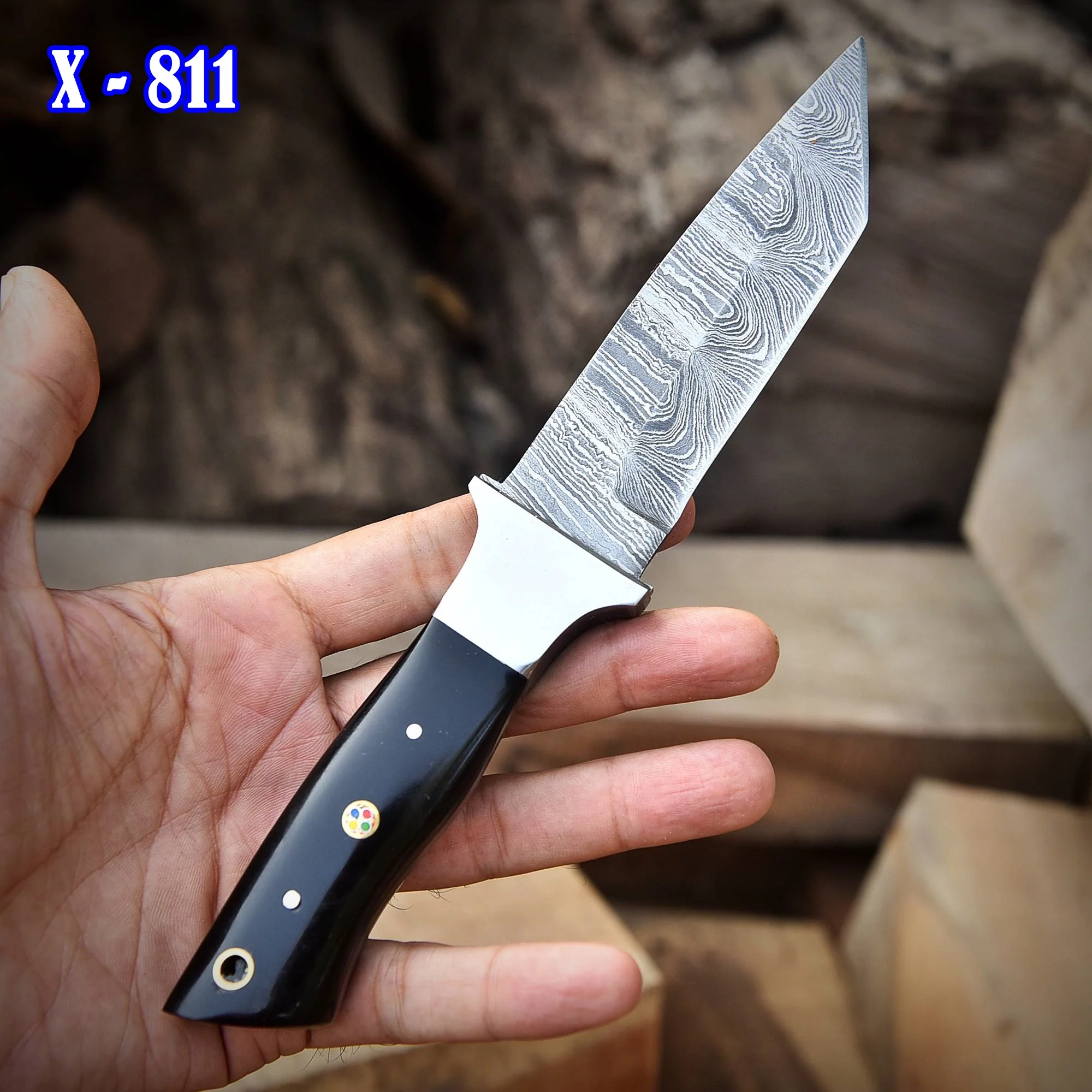 Custom Handmade Damascus Steel EDC Hunting Camping Skinning Knife - Image 4
