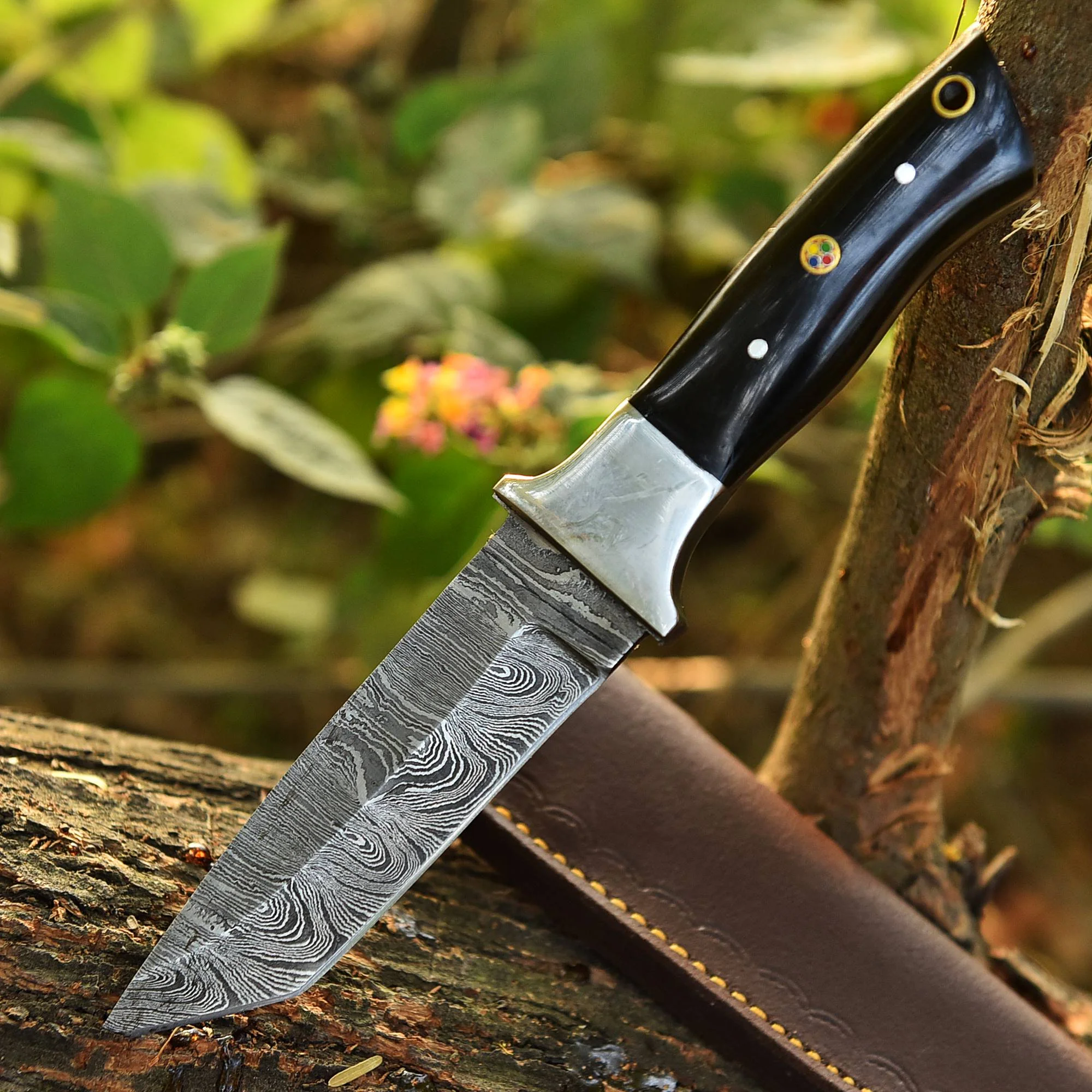 Custom Handmade Damascus Steel EDC Hunting Camping Skinning Knife - Image 5
