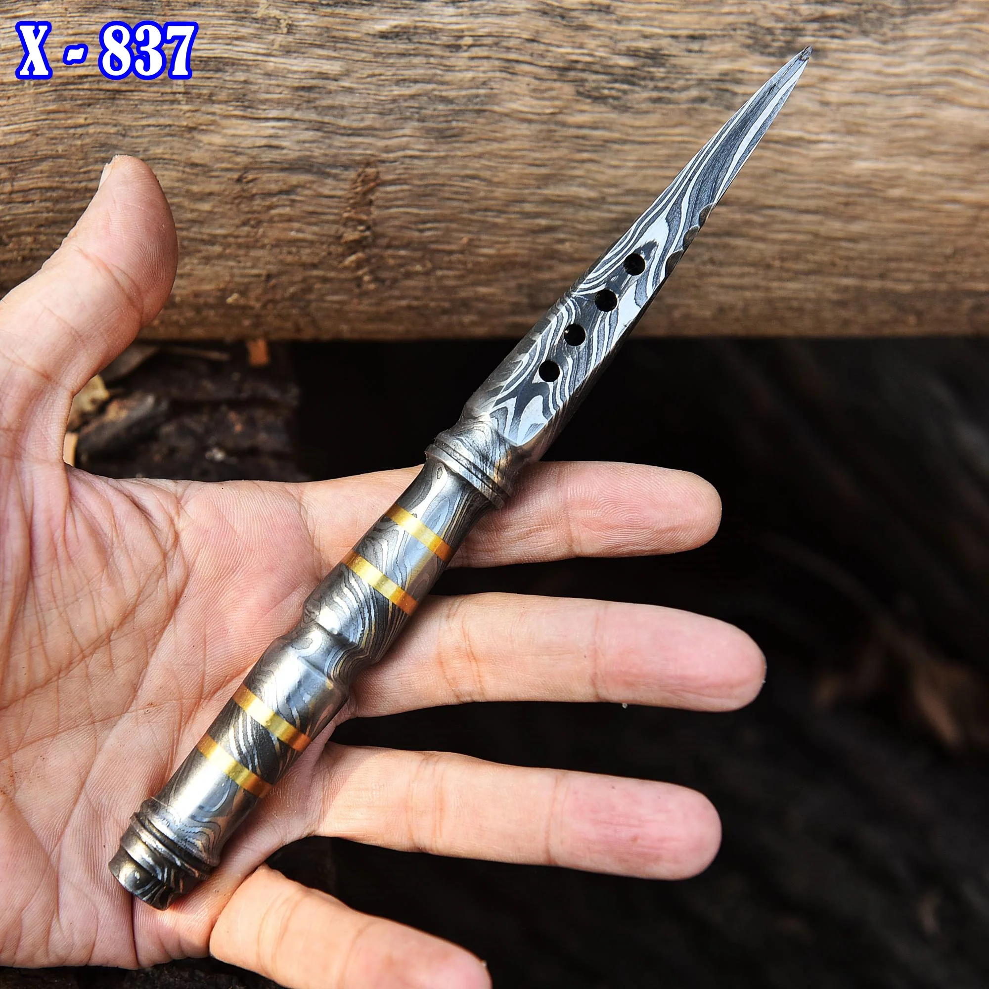 Custom Handmade Damascus Steel Full Tang Dagger Knife With Sheath - Image 10
