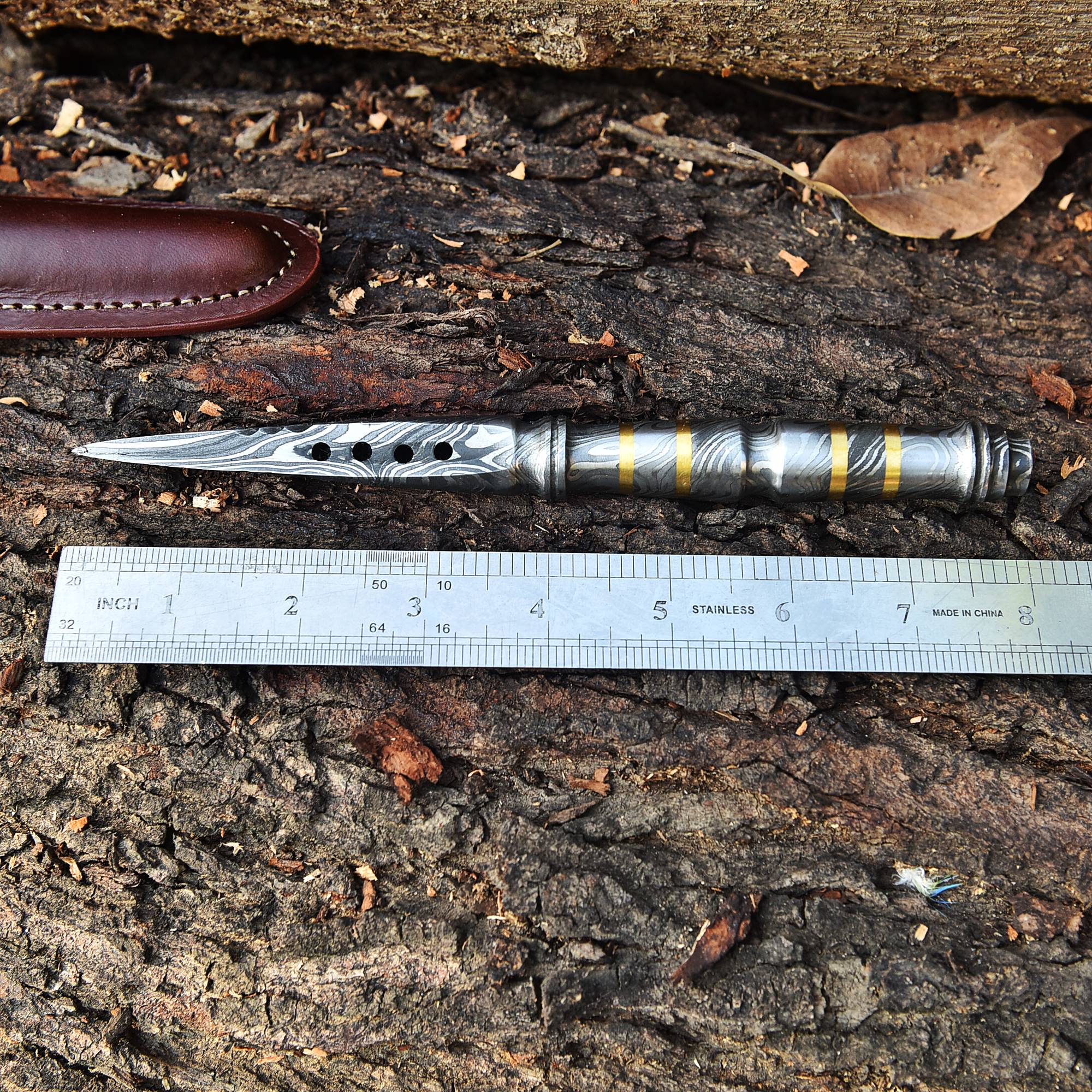 Custom Handmade Damascus Steel Full Tang Dagger Knife With Sheath - Image 2