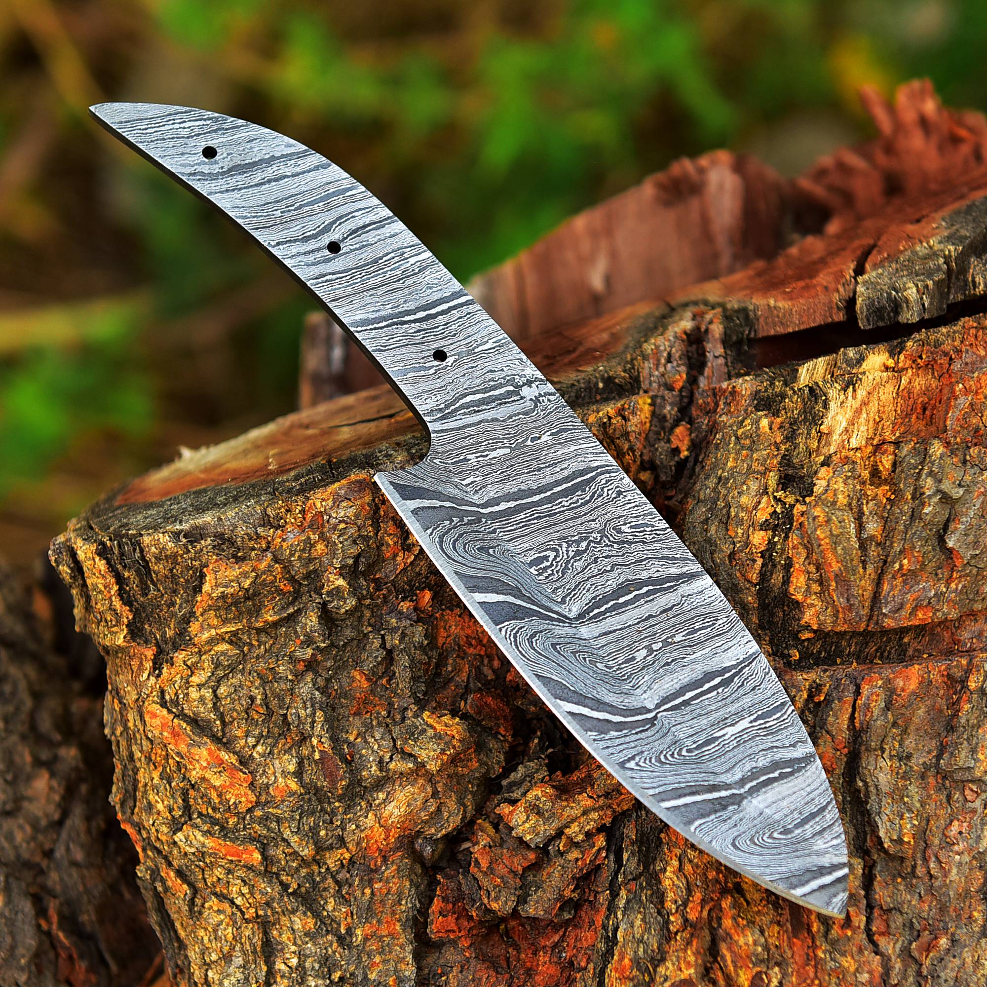 Custom Handmade Damascus Steel Full Tang Skinner Blank Blade - Image 3