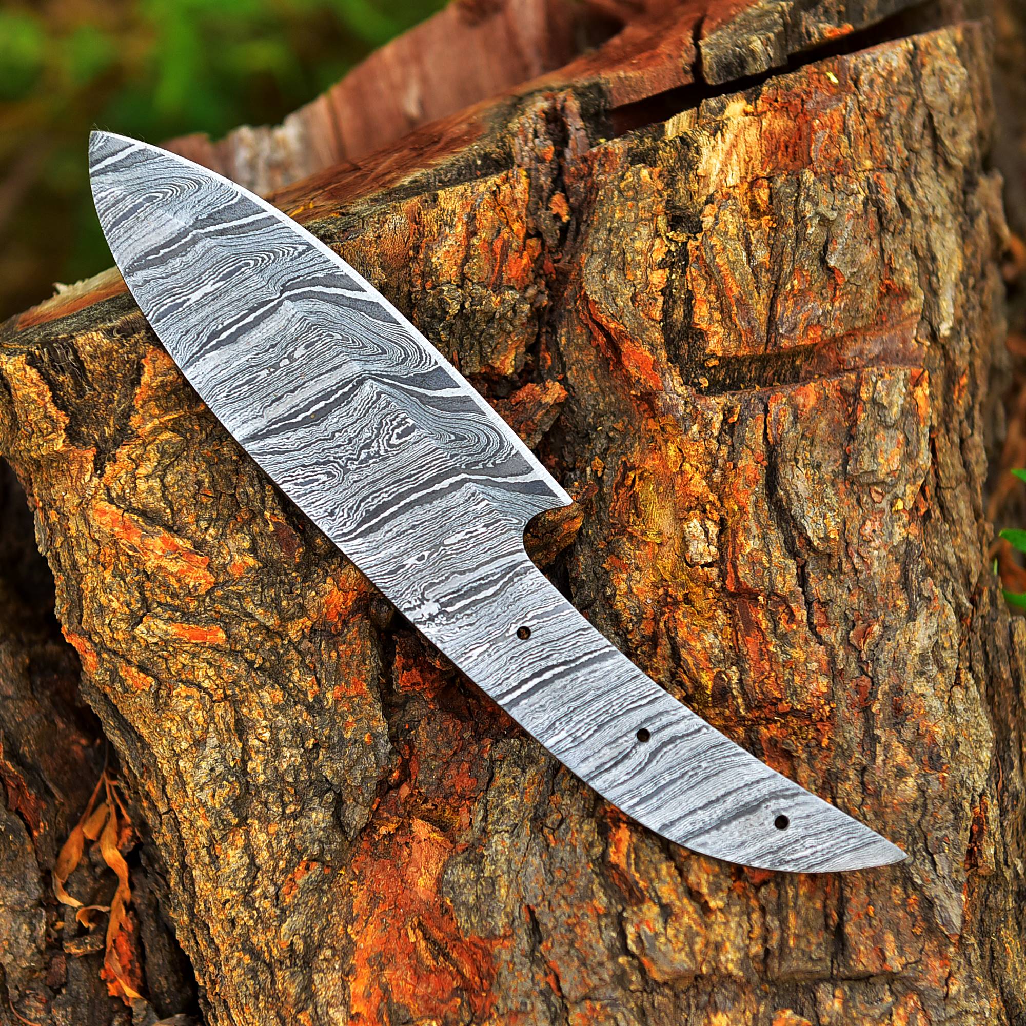 Custom Handmade Damascus Steel Full Tang Skinner Blank Blade - Image 4