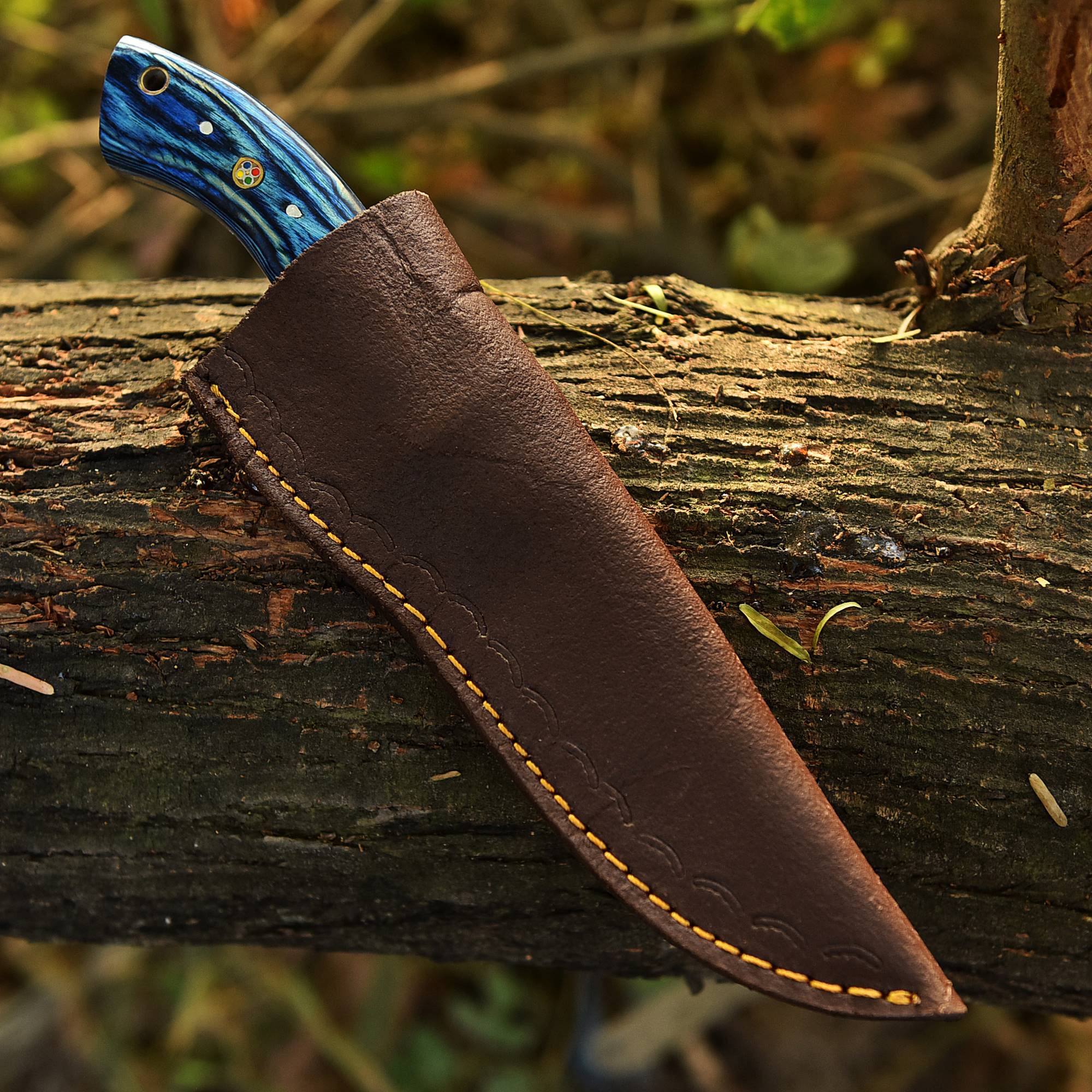 Custom Handmade Damascus Steel Full Tang Skinner Hunting Knife With Sheath - Image 10