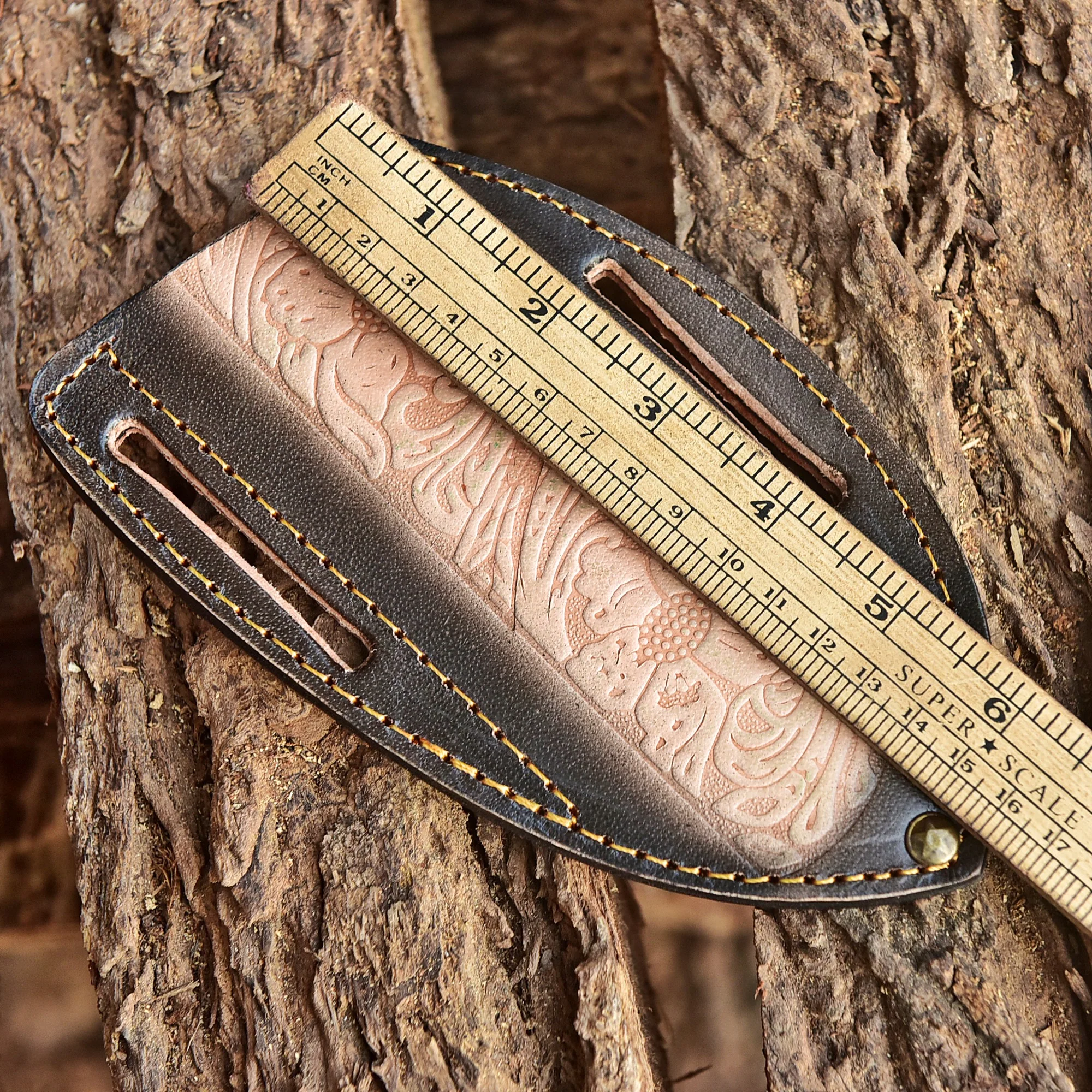 Custom Handmade Fixed Blade Knife Full Grain Leather Engraved Sheath - Image 5
