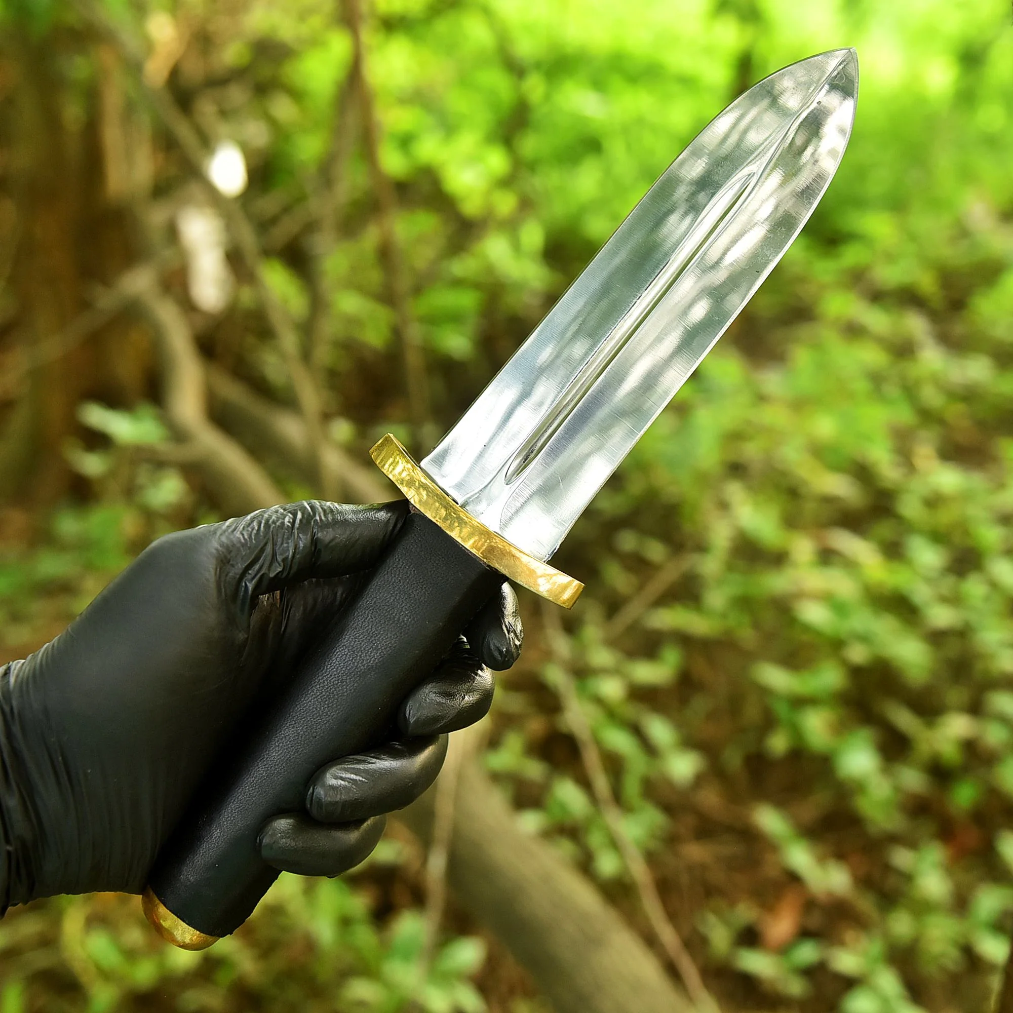 Custom Handmade Fixed Double Edge Carbon Steel Blade Leather Handle - Image 3