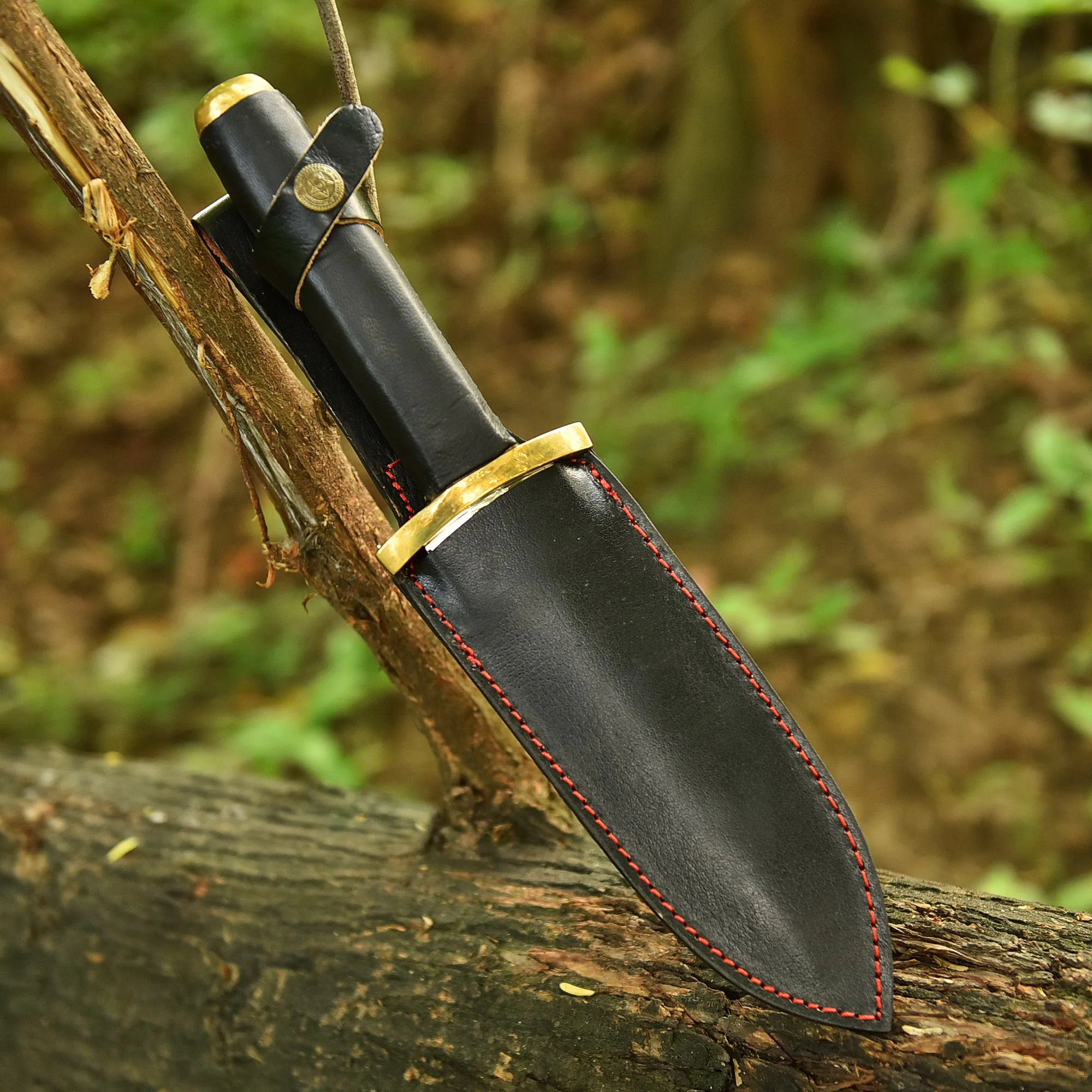 Custom Handmade Fixed Double Edge Carbon Steel Blade Leather Handle - Image 5