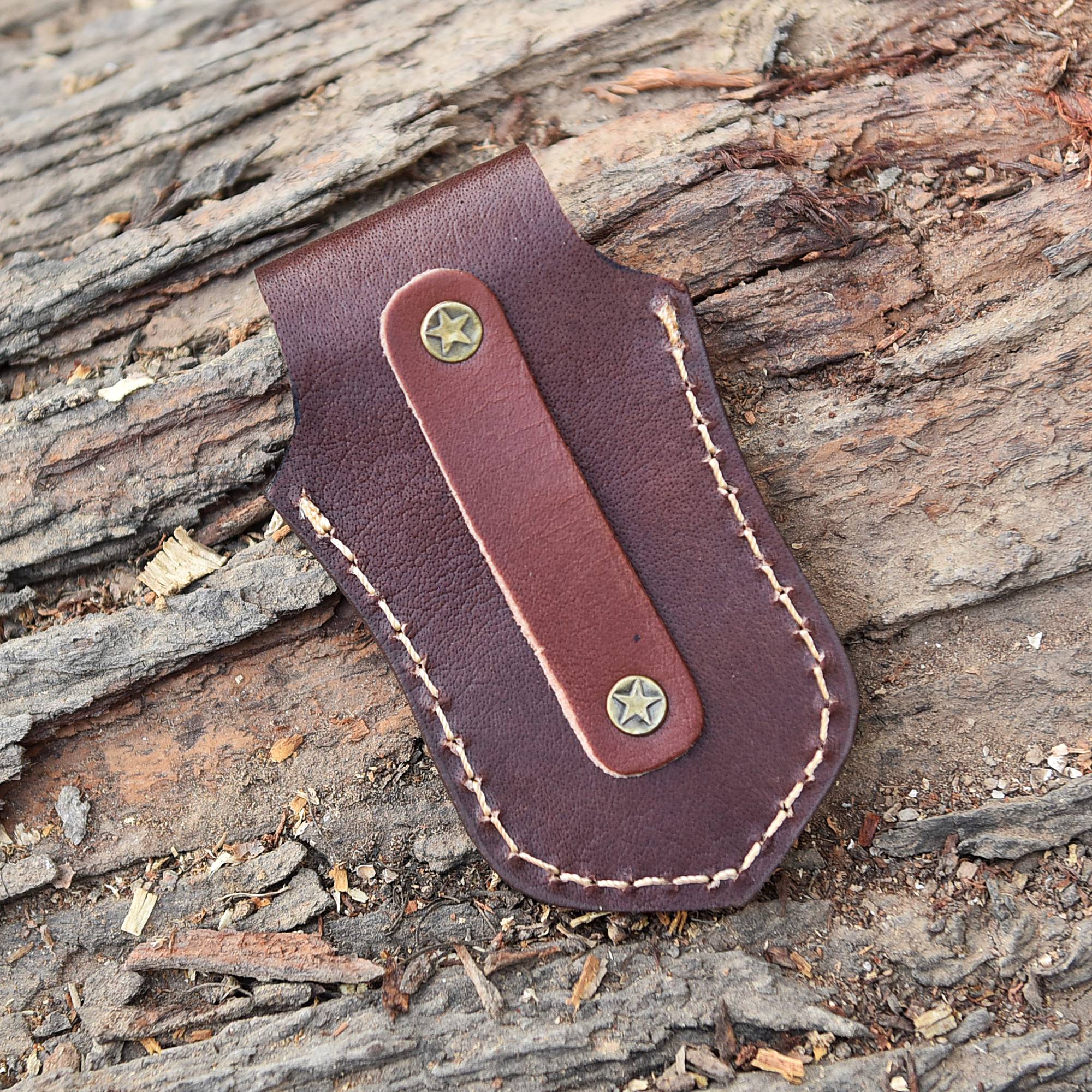 Custom Handmade Genuine Leather Outdoor Folding Knife Sheath - Image 4