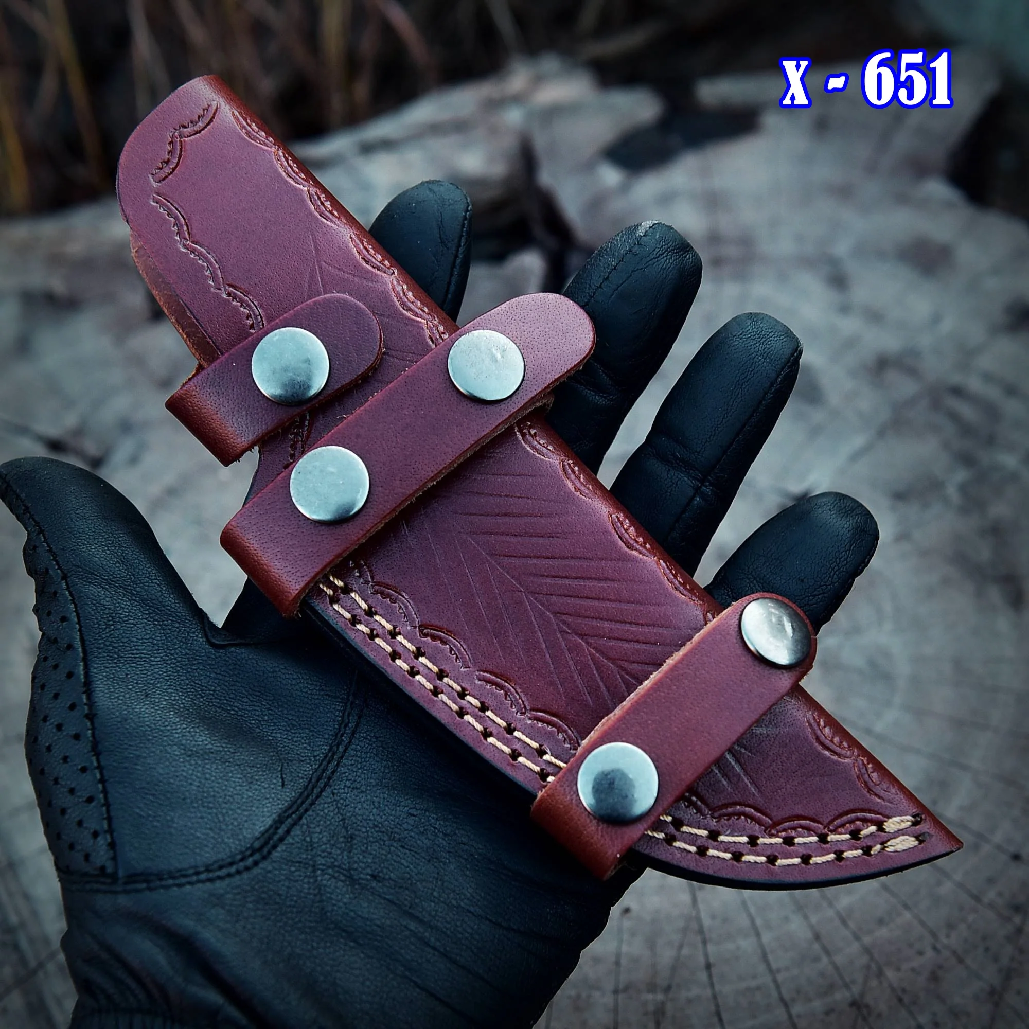 Custom Handmade Leather Tracker Skinner Fixed Blade Outdoor Knife Sheath - Image 11