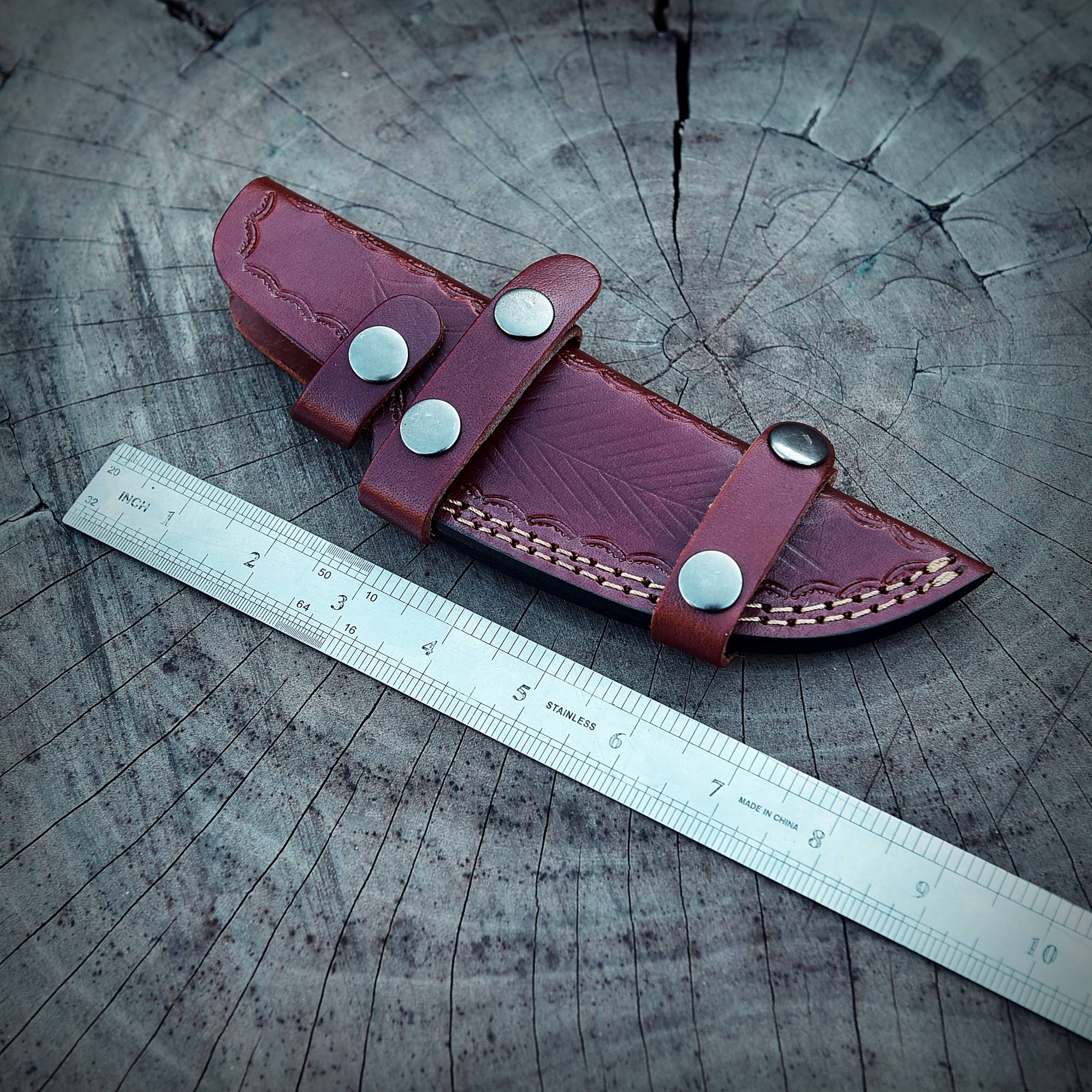Custom Handmade Leather Tracker Skinner Fixed Blade Outdoor Knife Sheath - Image 12