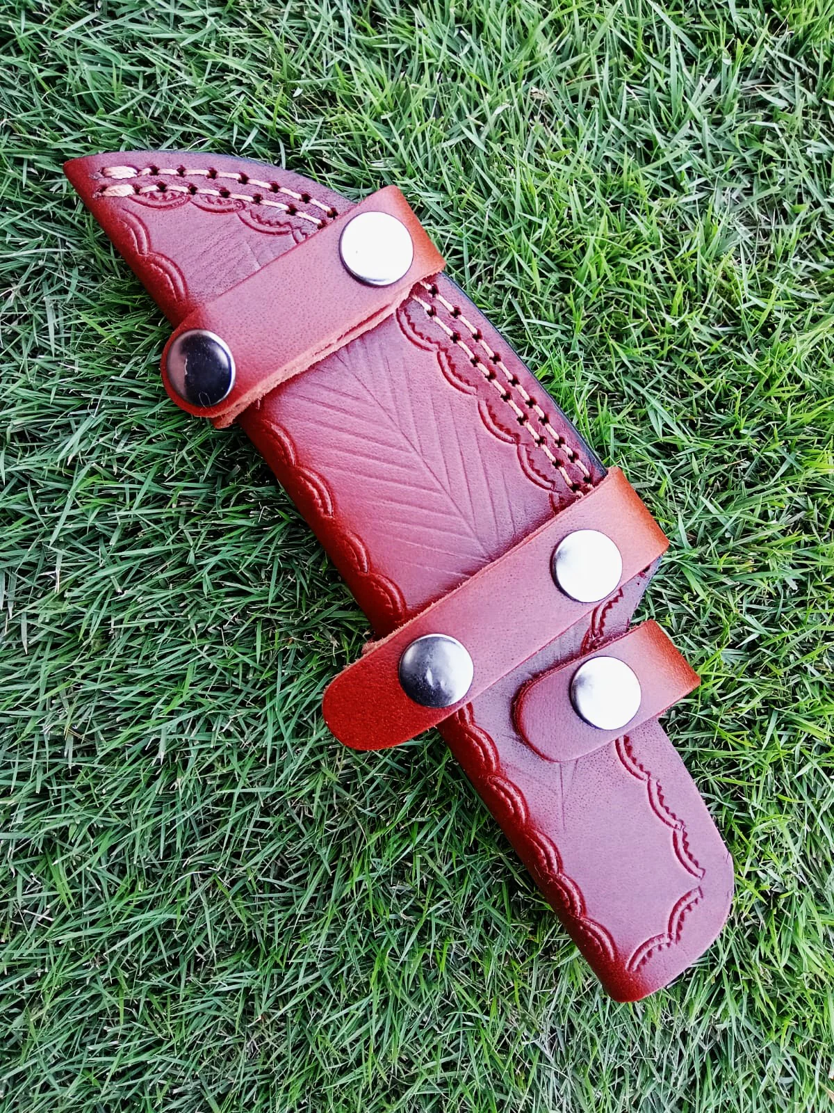 Custom Handmade Leather Tracker Skinner Fixed Blade Outdoor Knife Sheath - Image 5