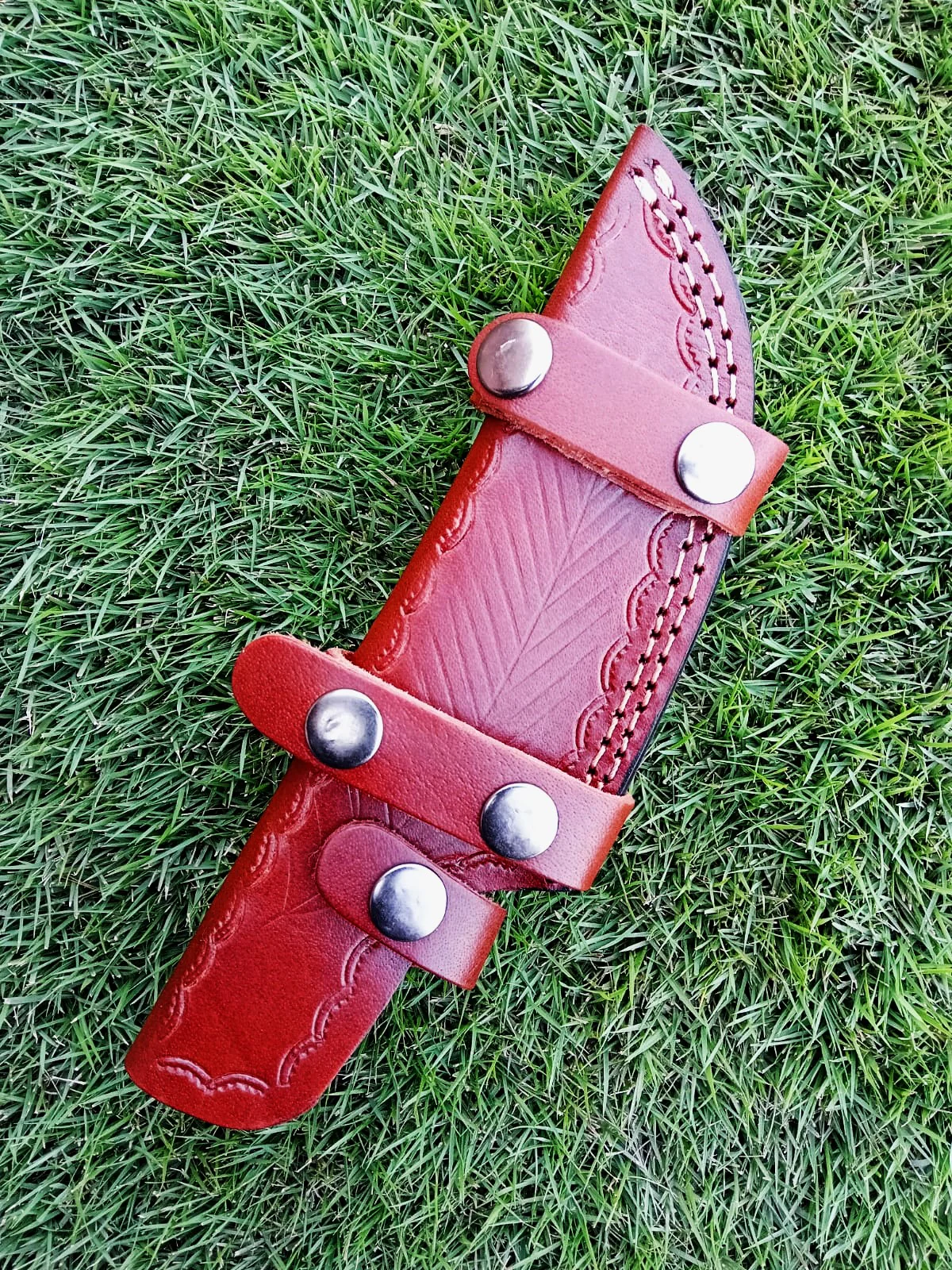 Custom Handmade Leather Tracker Skinner Fixed Blade Outdoor Knife Sheath - Image 7