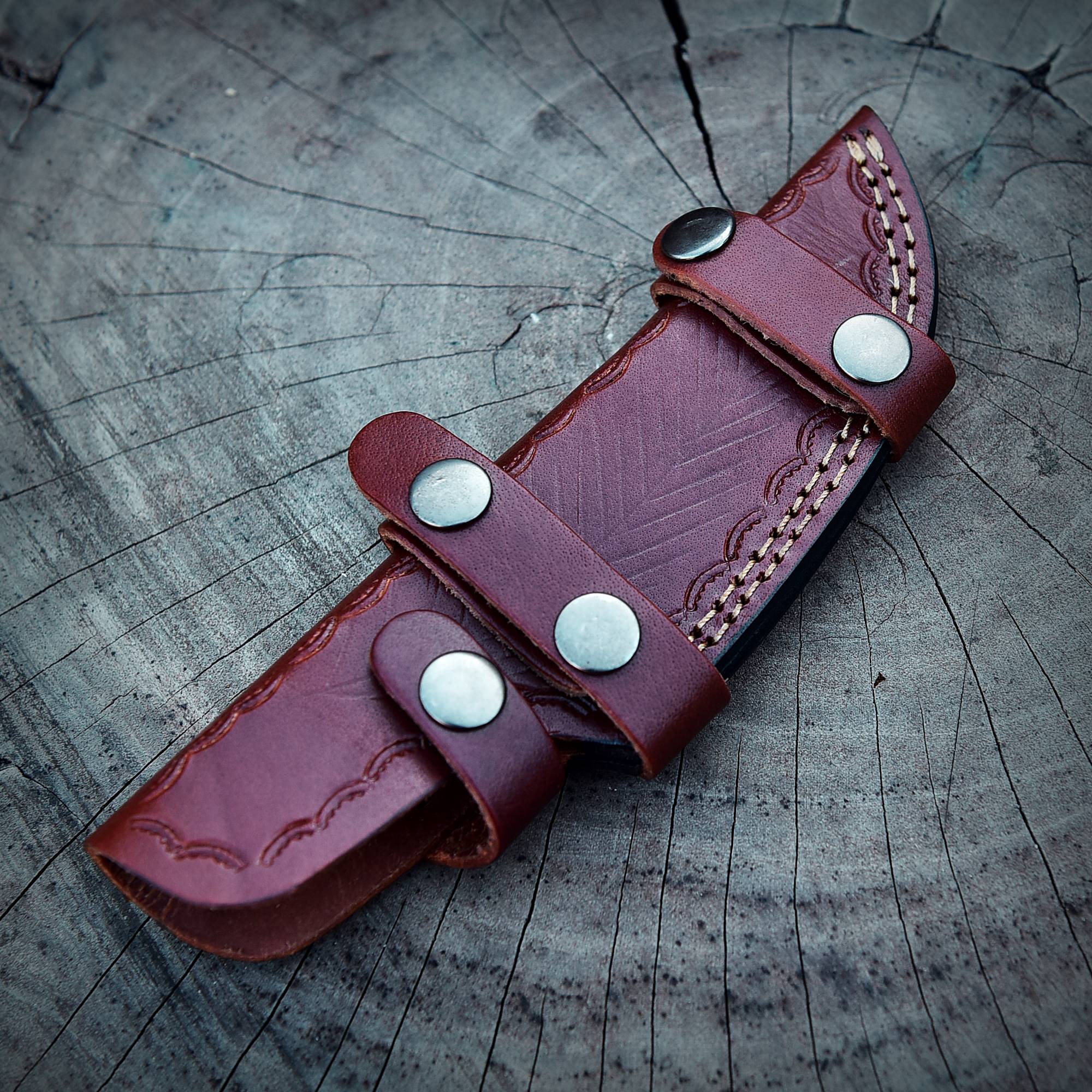 Custom Handmade Leather Tracker Skinner Fixed Blade Outdoor Knife Sheath - Image 9