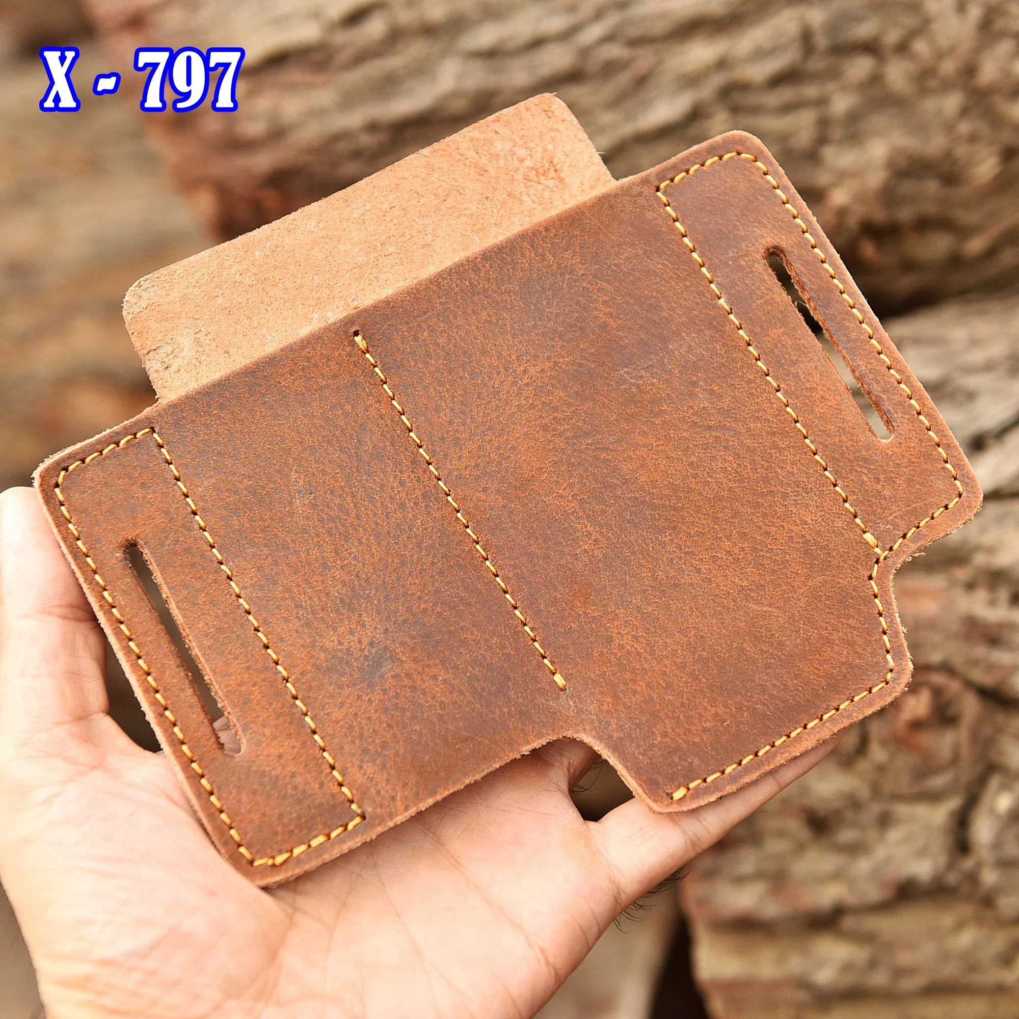 Custom Handmade Top Grain Leather Folding Knife Sheath - Image 5