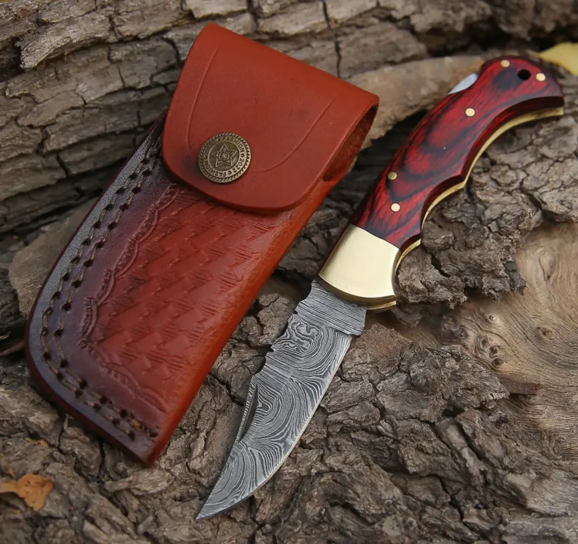 Customs Hand Made Damascus Steel Folding Blade Pocket Knife Vintage Design - Image 6