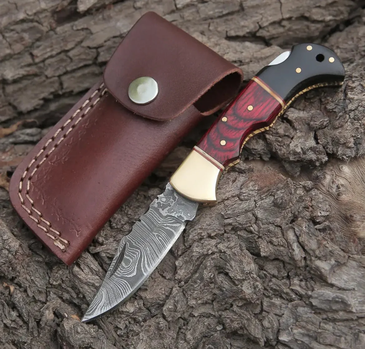 Customs Hand Made Damascus Steel Folding Blade Pocket Knife Vintage Design - Image 7