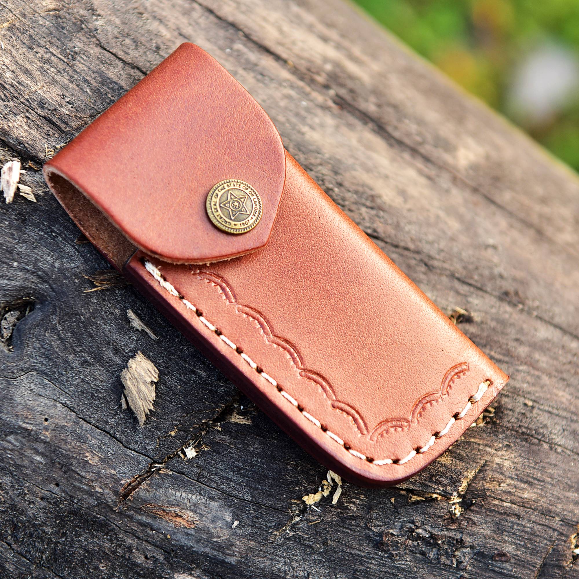Customs Handmade Damascus Steel Folding Blade Pocket Knife With Sheath - Image 6