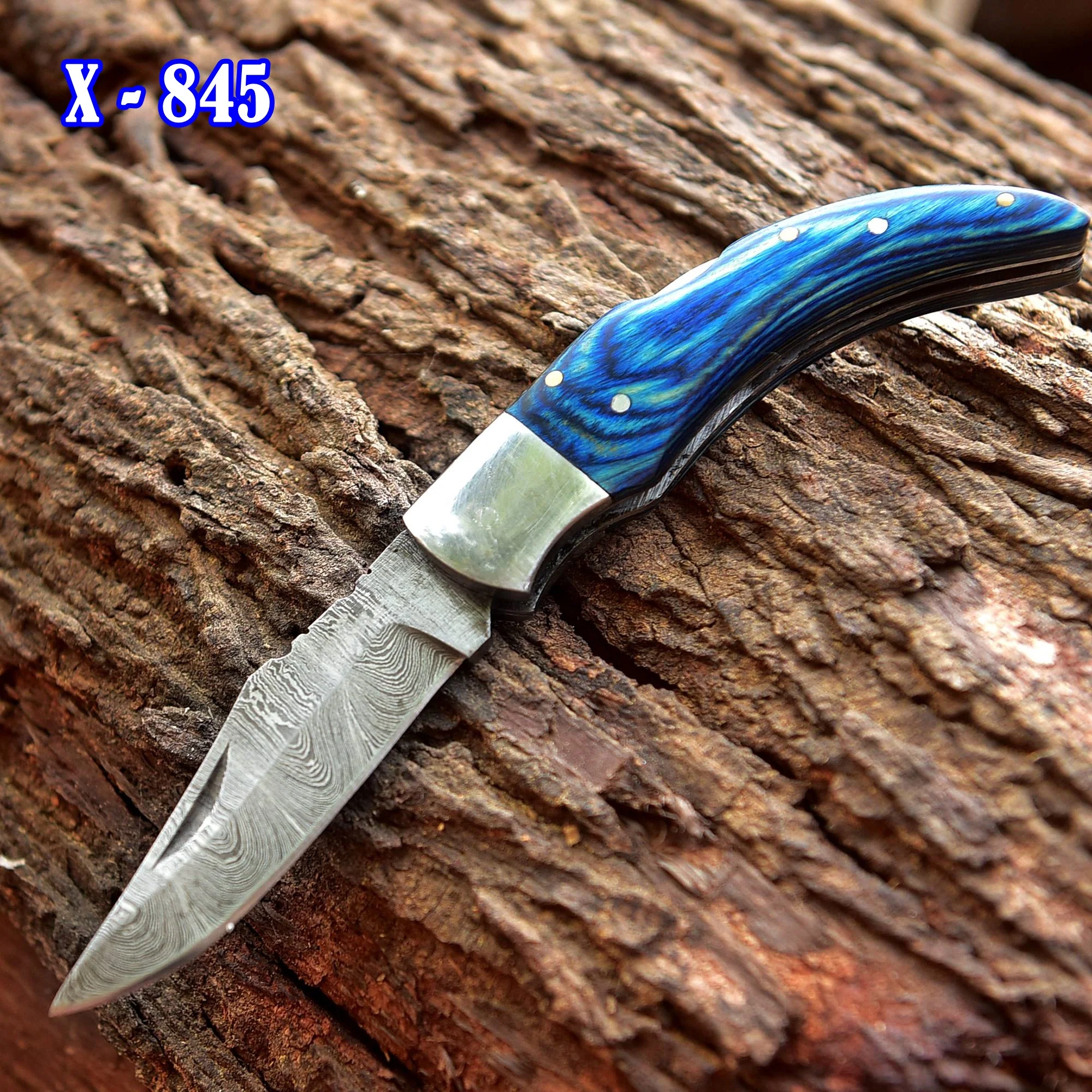 Damascus Folding Blade Knife - 7" Handmade Gift Knife - Best Pocket Knife - Image 5
