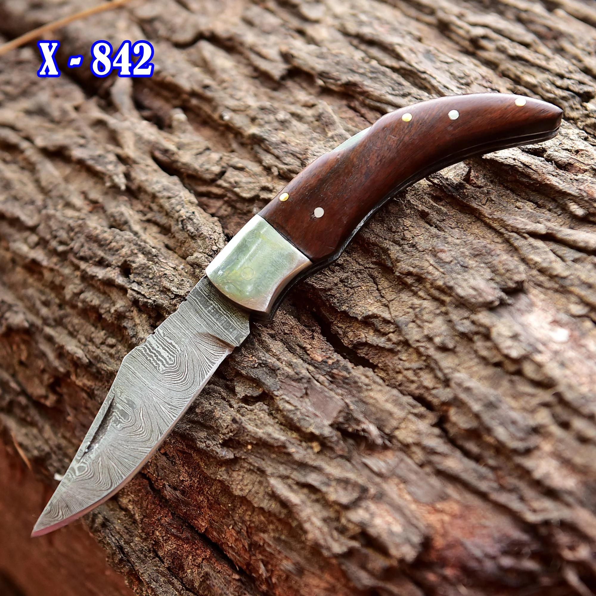 Damascus Folding Blade Knife - 7" Handmade Gift Knife - Tactical Pocket Knife - Image 3