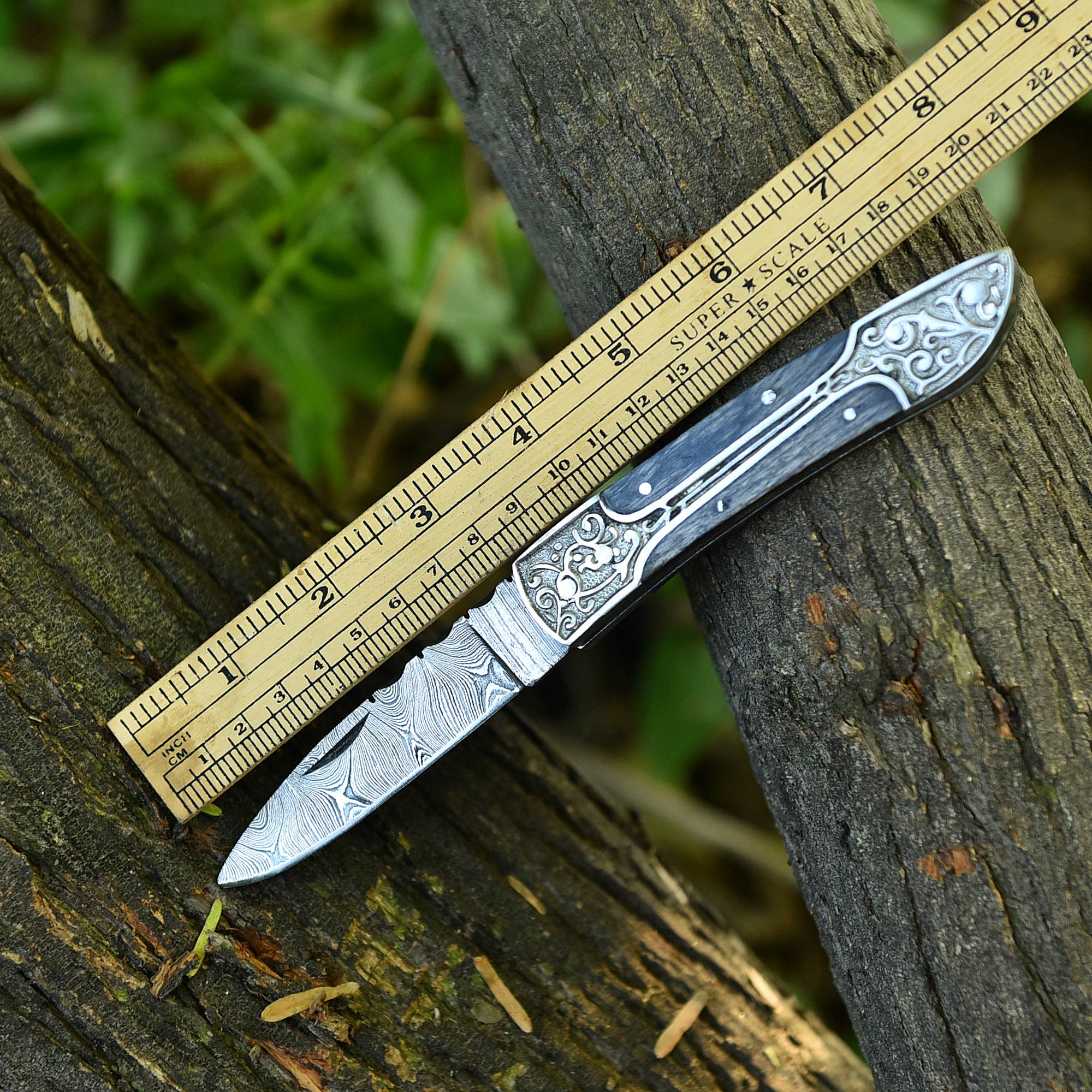 Damascus Steel Folding Blade Outdoor Camping Hunting Pocket Knife EDC - Image 5