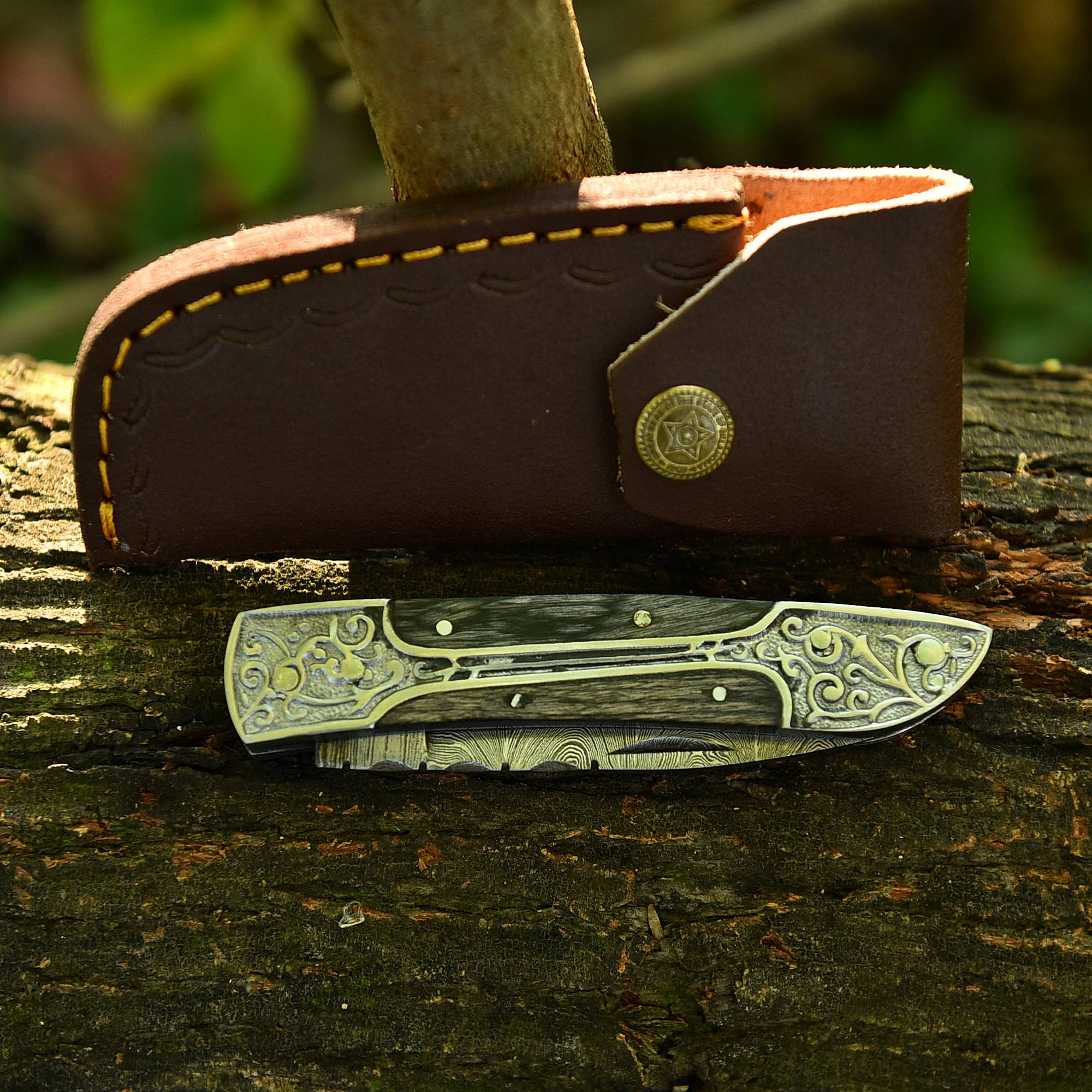 Damascus Steel Folding Blade Outdoor Camping Hunting Pocket Knife EDC - Image 6