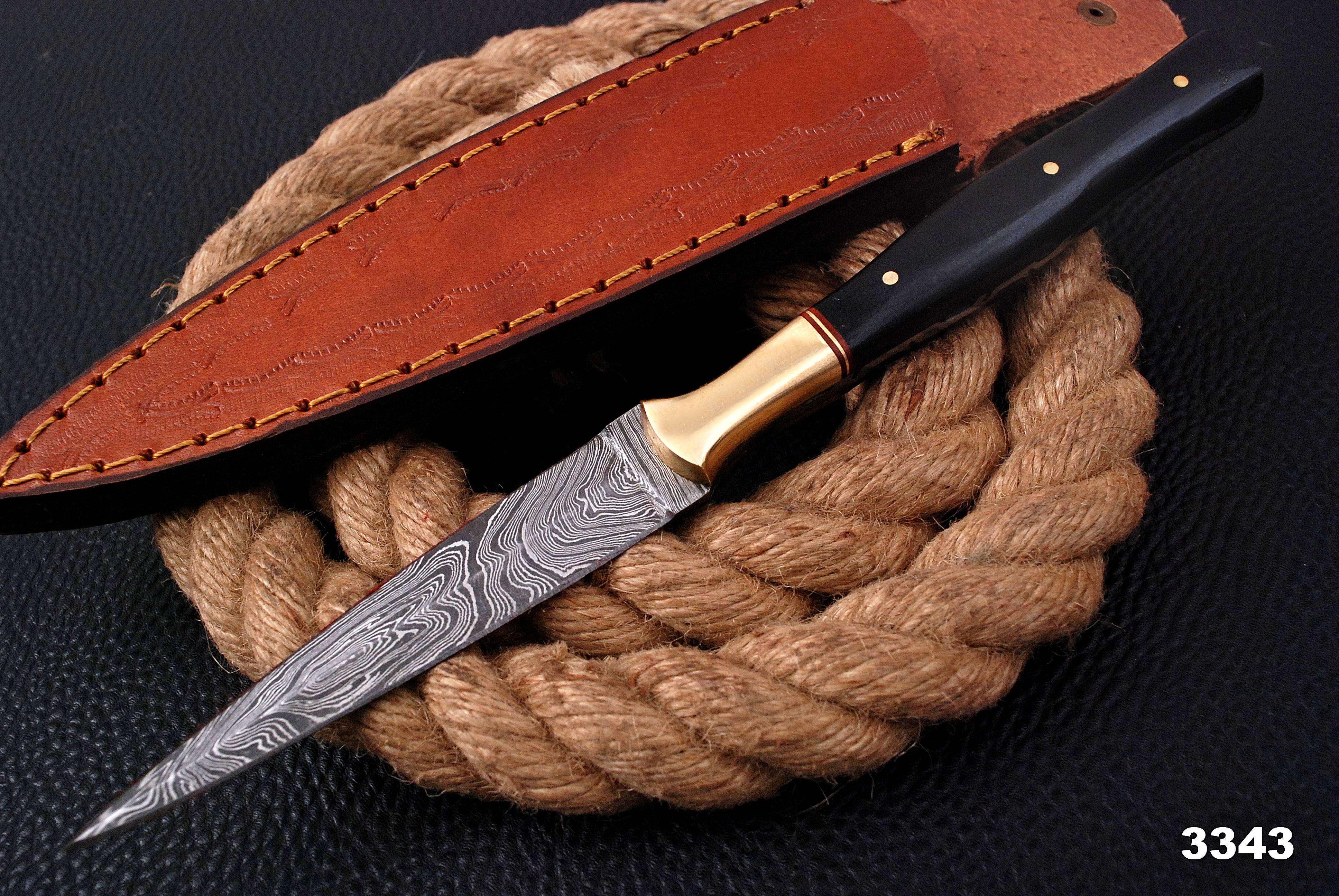 Damascus Steel Knife Full Tang with Leather Sheath x-70 - Image 3