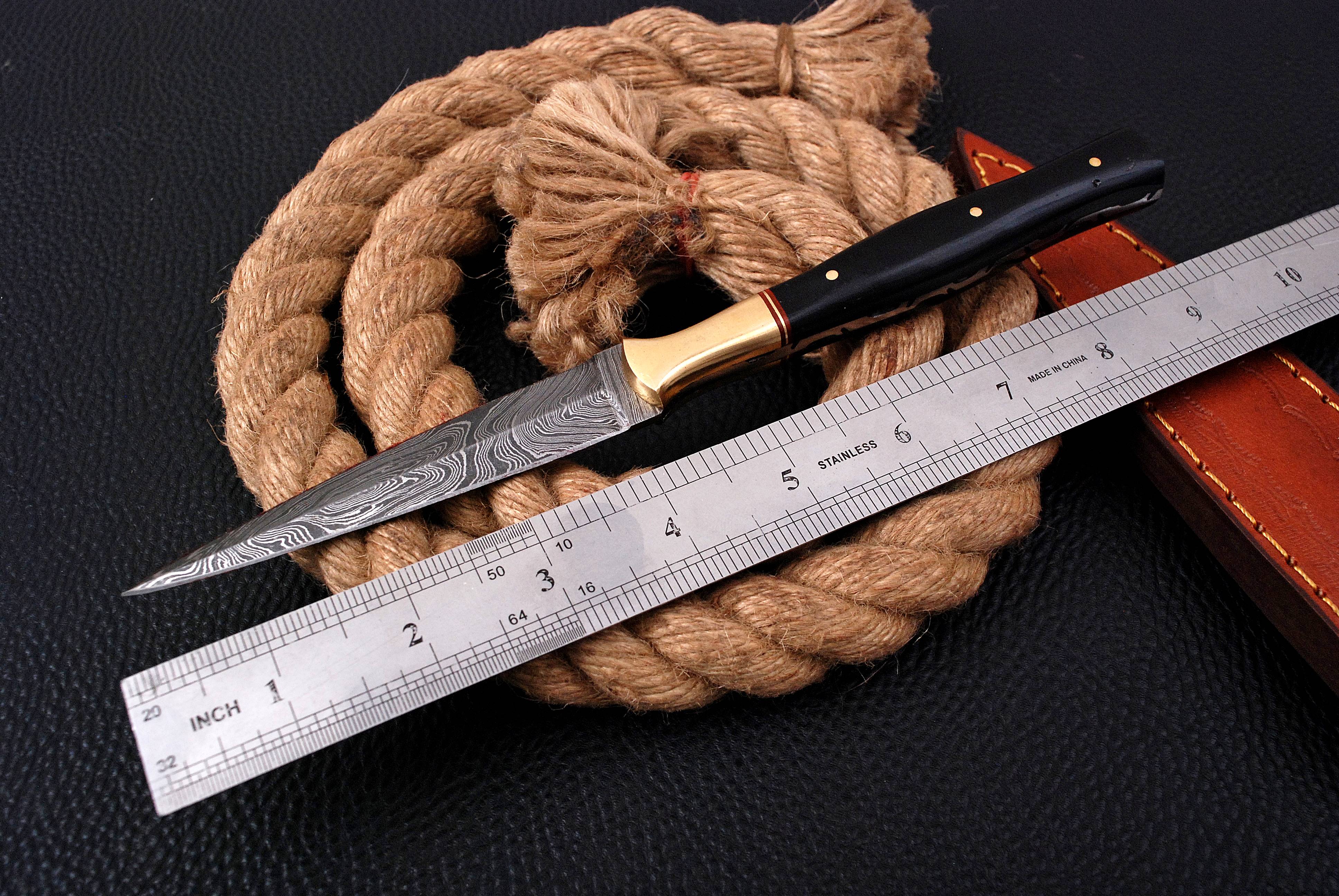 Damascus Steel Knife Full Tang with Leather Sheath x-70 - Image 5