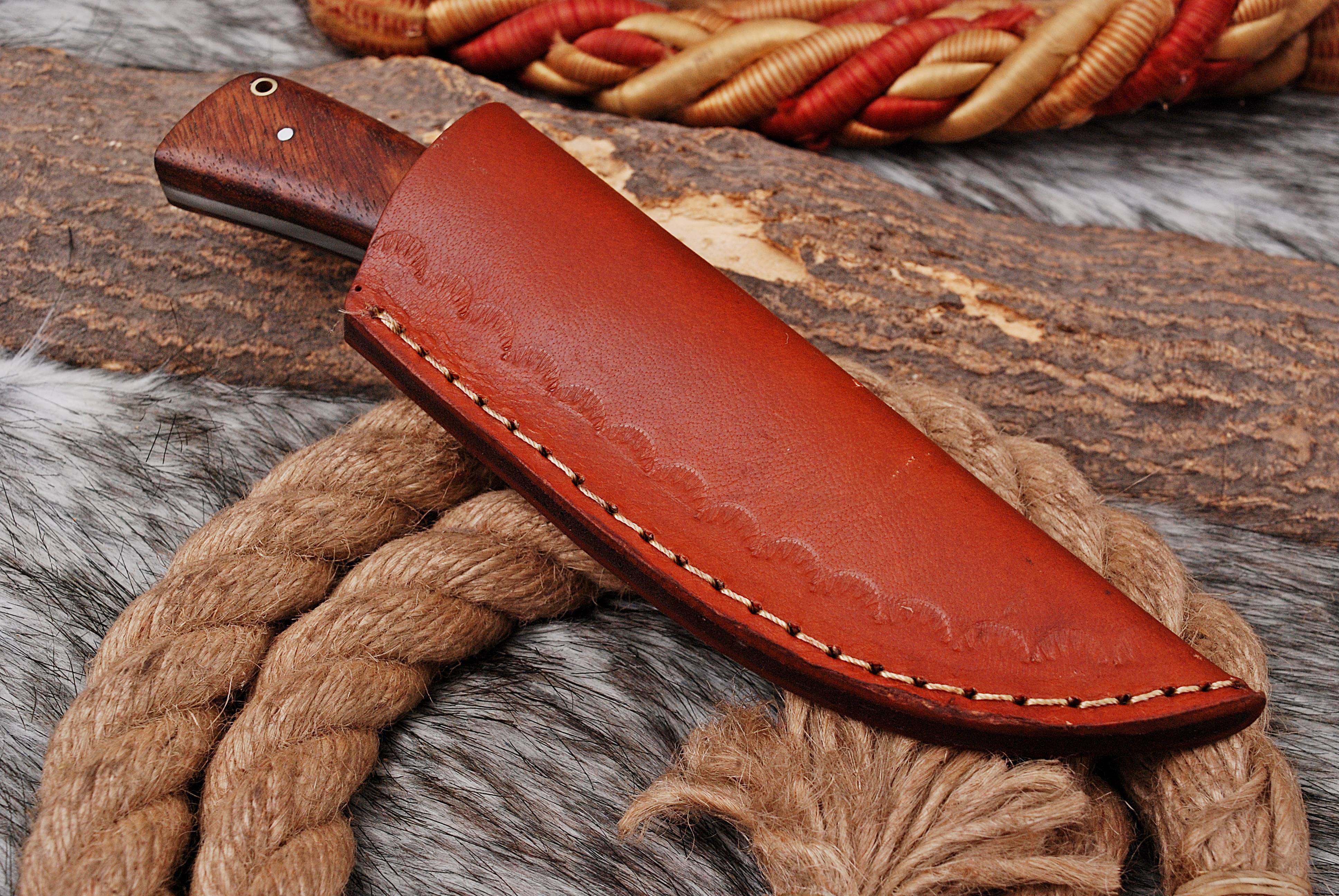 EDC Hand Forged Damascus Steel Blade Outdoor Adventure Skinner Knife - Image 5