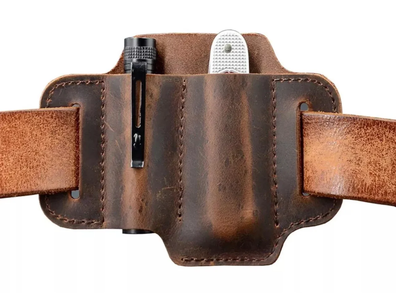 EDC Leather Sheath for LeatherMan Multitools, Belt Sheath Pocket Knife Organizer Tactical Flashlights Tools - Image 3