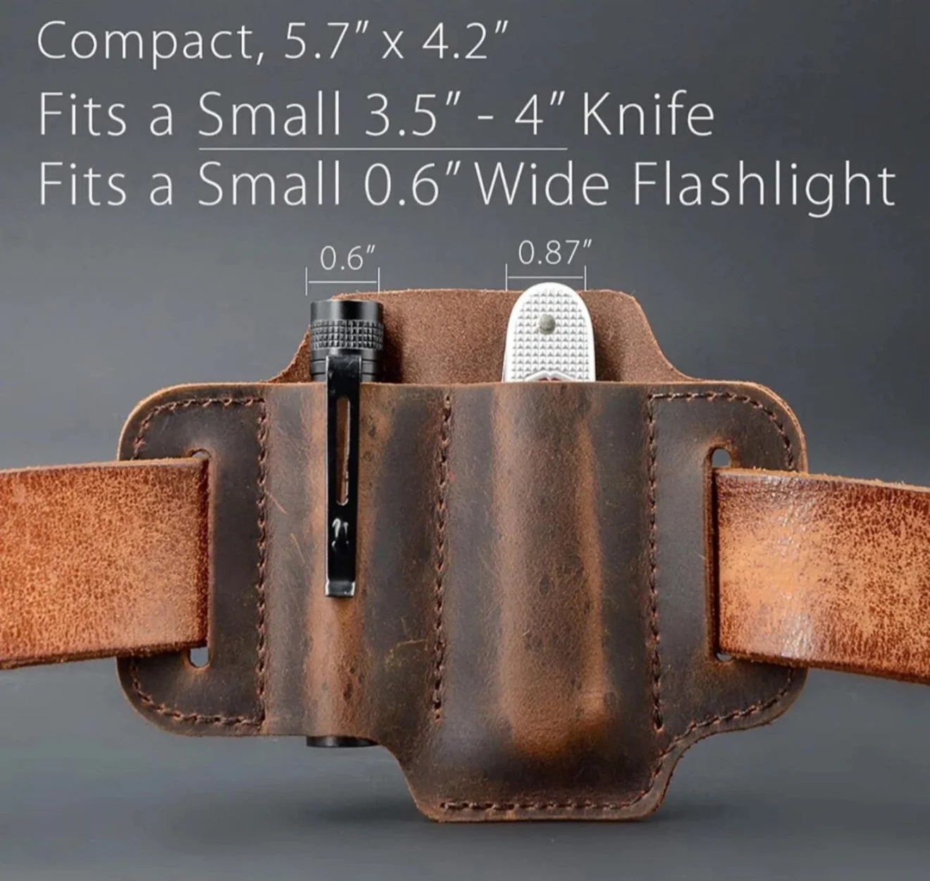 EDC Leather Sheath for LeatherMan Multitools, Belt Sheath Pocket Knife Organizer Tactical Flashlights Tools - Image 6