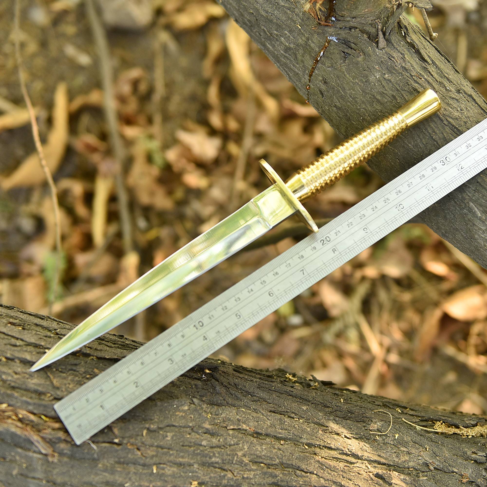 Elite EDC Handmade Double Edge Carbon Steel Dagger Knife Brass Handle - Image 4