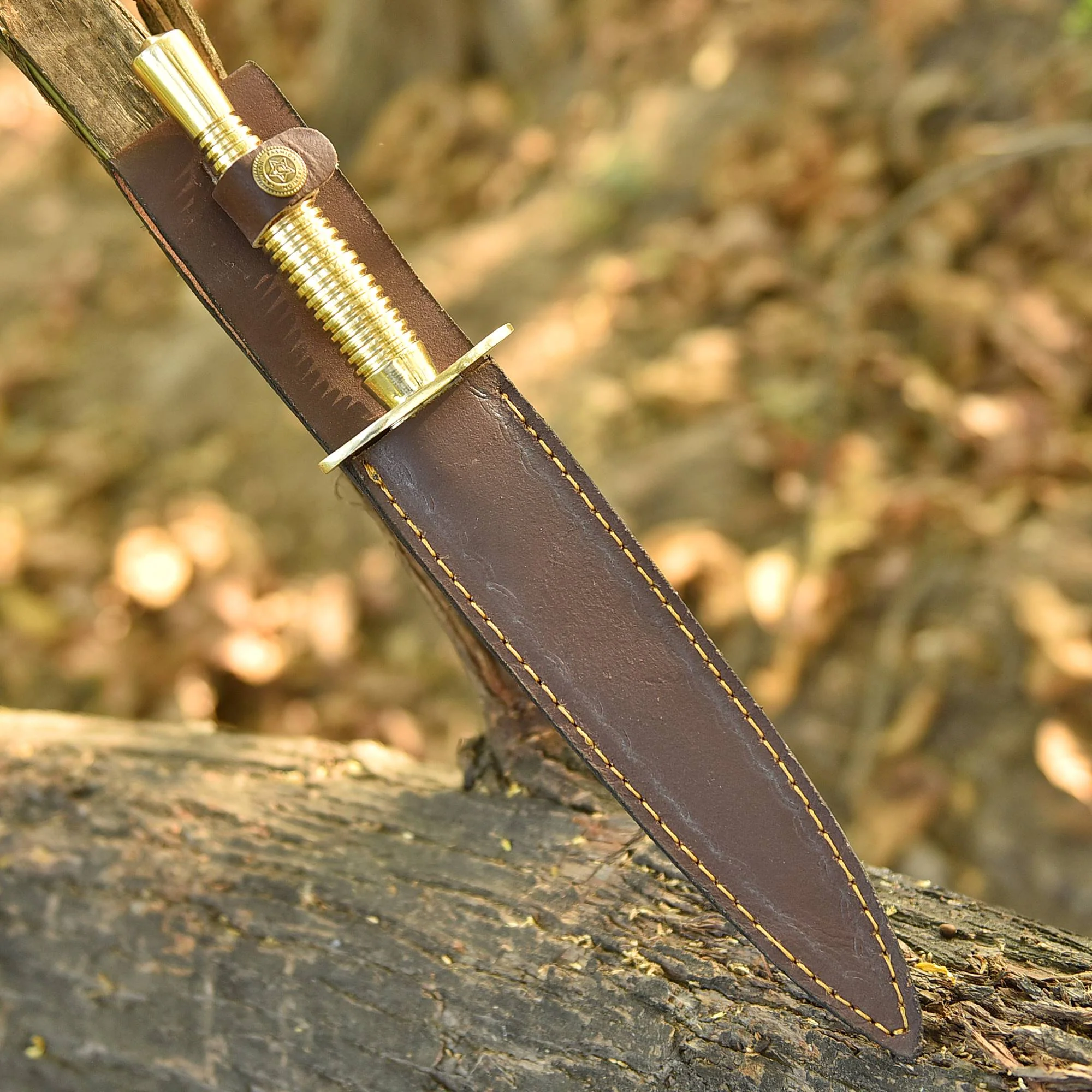 Elite EDC Handmade Double Edge Carbon Steel Dagger Knife Brass Handle - Image 5