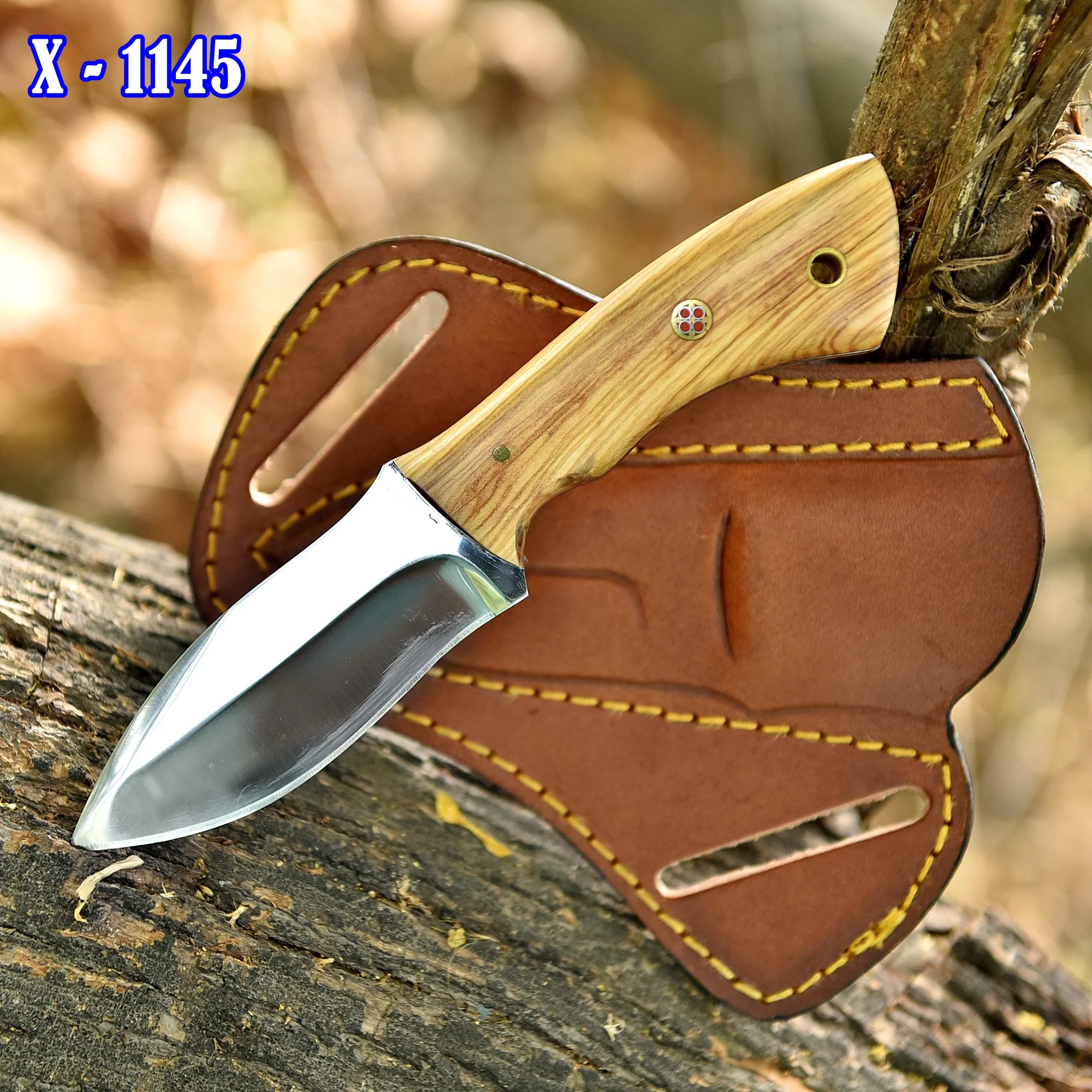 Elite Handmade Carbon Steel Blade Full Tang Skinner Knife Wood Handle - Image 2