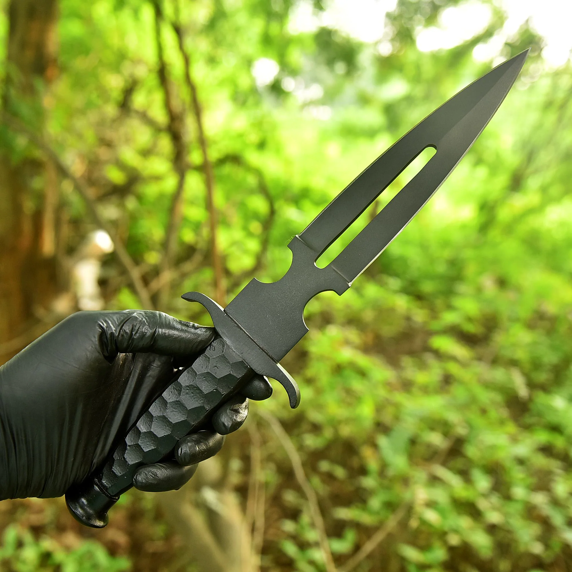 Elite Handmade Carbon Steel Double Edge Fixed Blade Dagger EDC Knife - Image 3