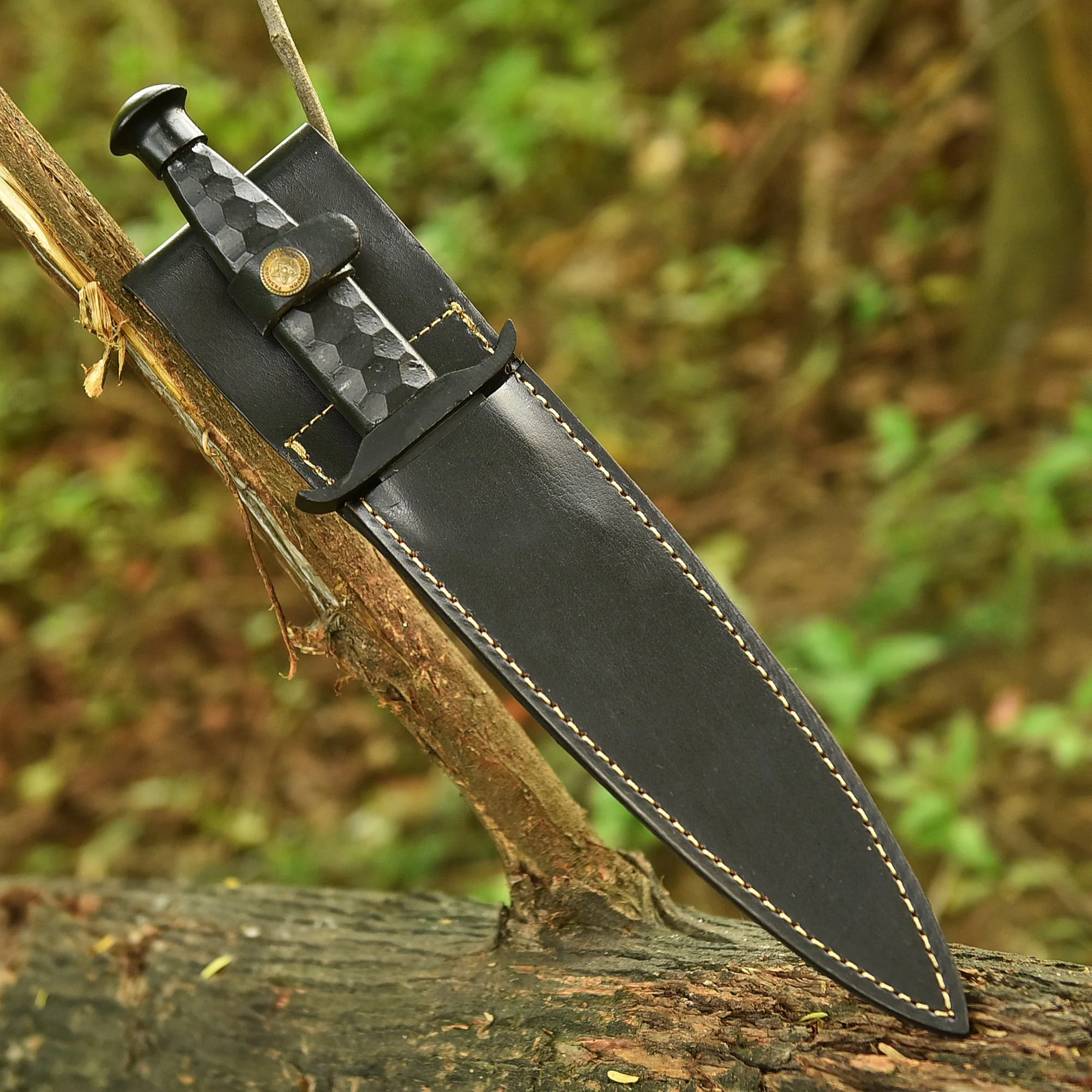Elite Handmade Carbon Steel Double Edge Fixed Blade Dagger EDC Knife - Image 5