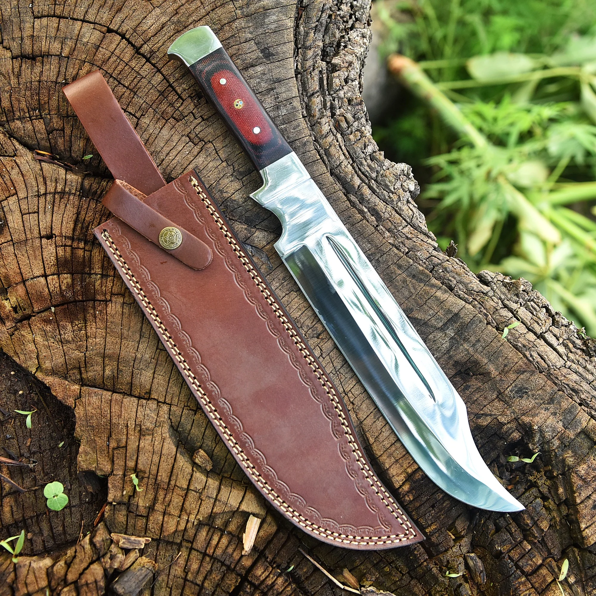 Elite Handmade Fixed D2 Blade Carbon Steel Bowie Knife Micarta Handle - Image 2