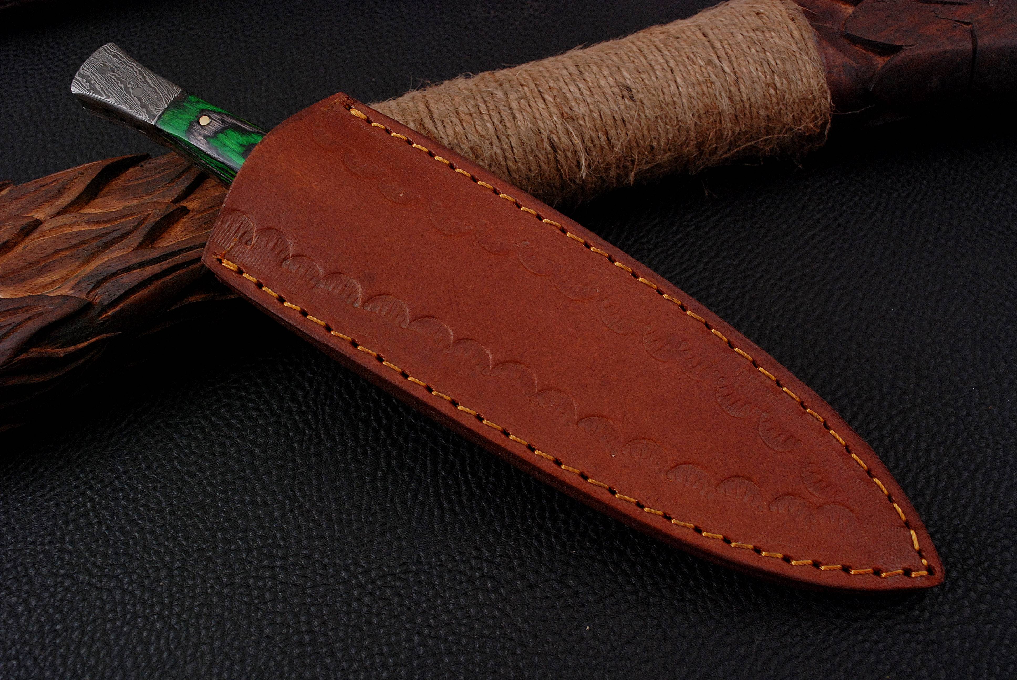 Full Tang Damascus Knife Ideal Dagger Boot Knives with Leather Sheath x-271 - Image 11