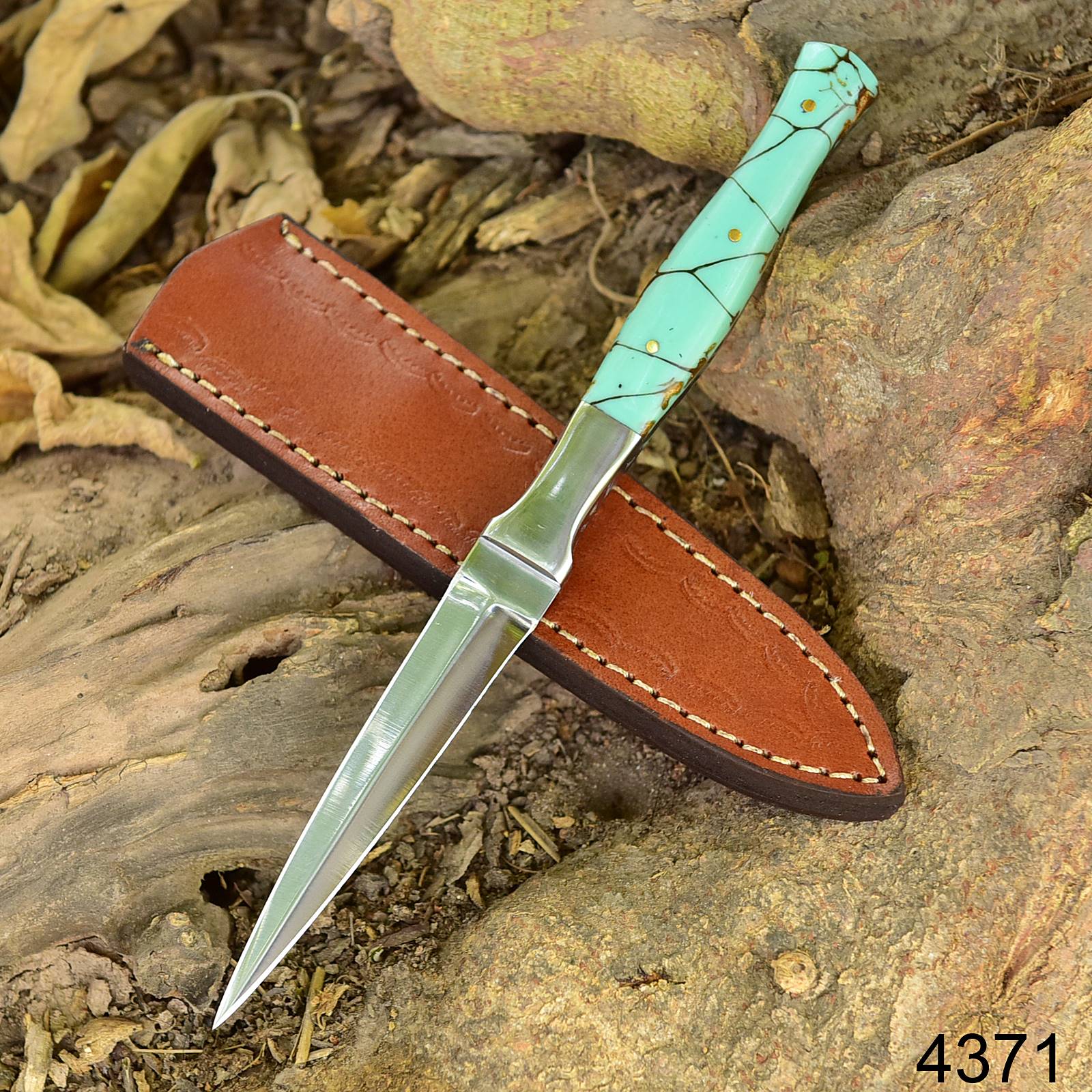German Best Outdoor Boot Knife Double Edged Fixed Blade - Resin Handle Steel Bolster x-267 - Image 10