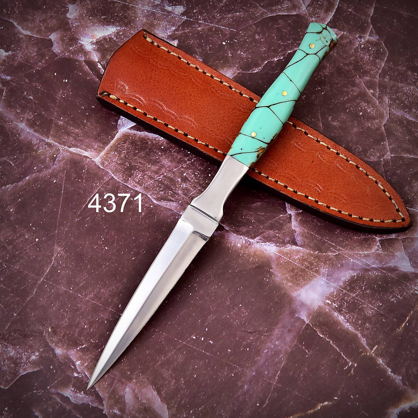 German Best Outdoor Boot Knife Double Edged Fixed Blade - Resin Handle Steel Bolster x-267 - Image 4