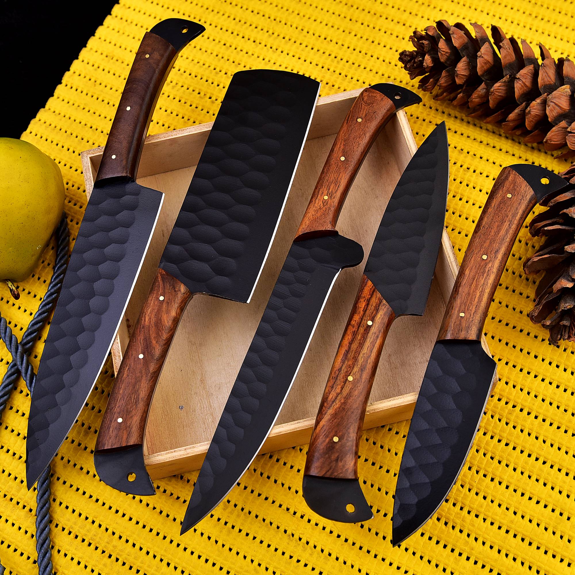 German Carbon Steel Chef Knives Set- Kitchen Knife Set Wood Handle x-260 - Image 4