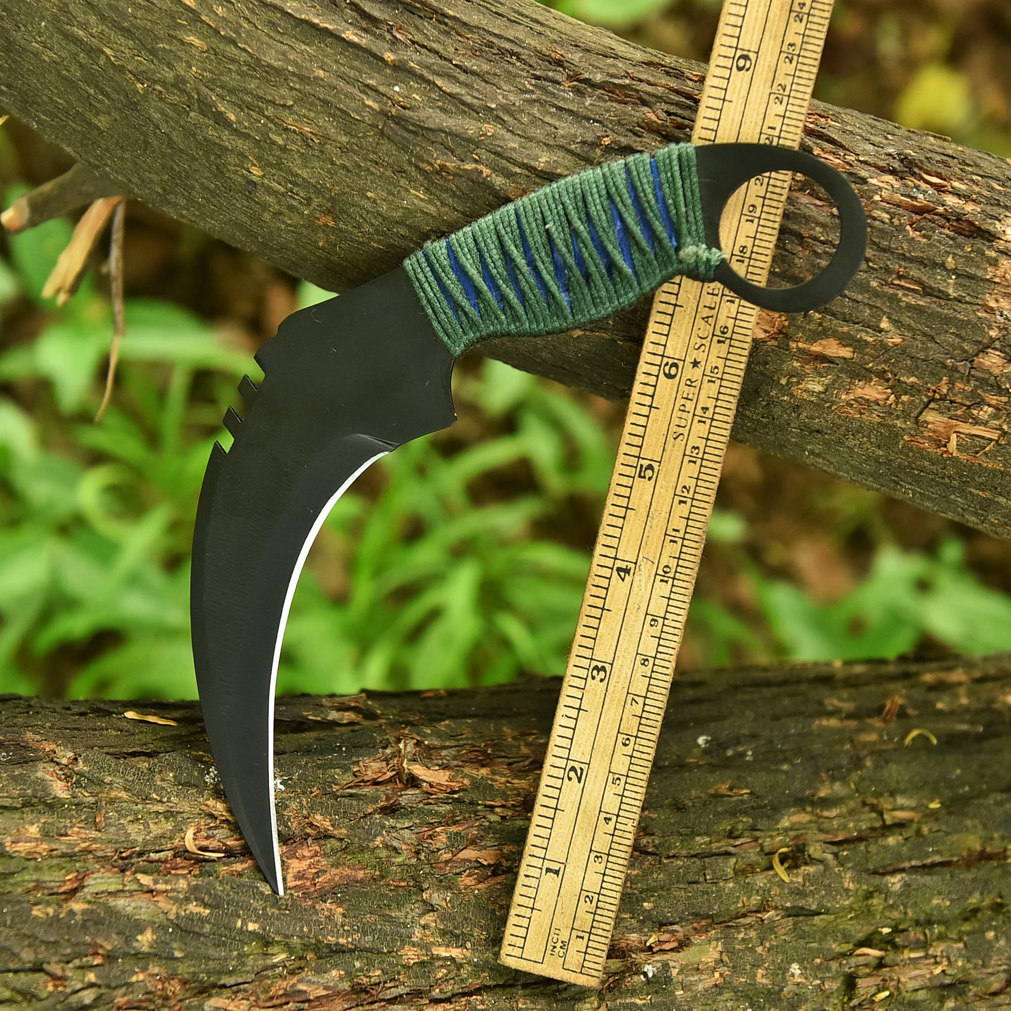 Hand Finished Tactical Carbon Steel Curved Blade Karambit Knife With Sheath - Image 4