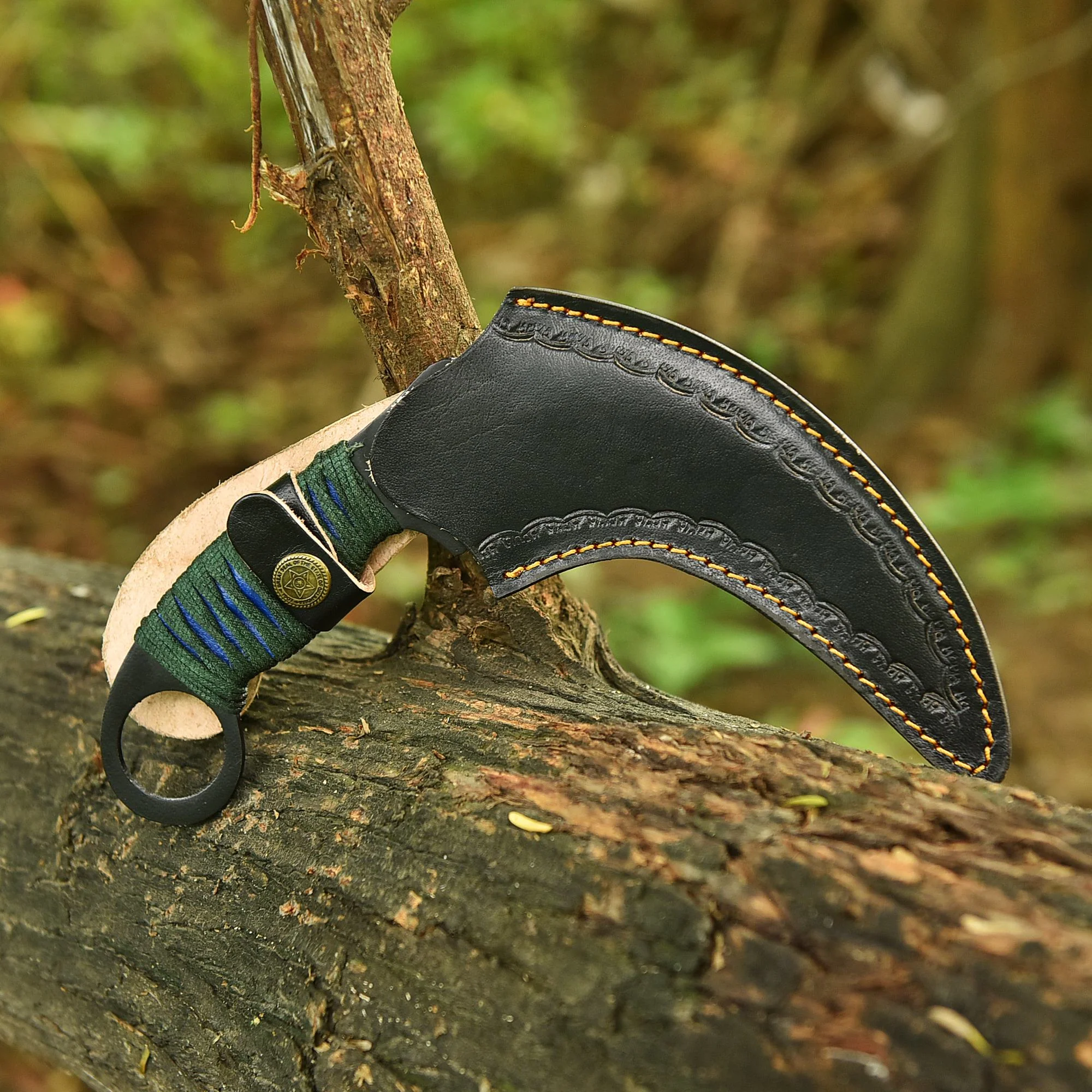 Hand Finished Tactical Carbon Steel Curved Blade Karambit Knife With Sheath - Image 5