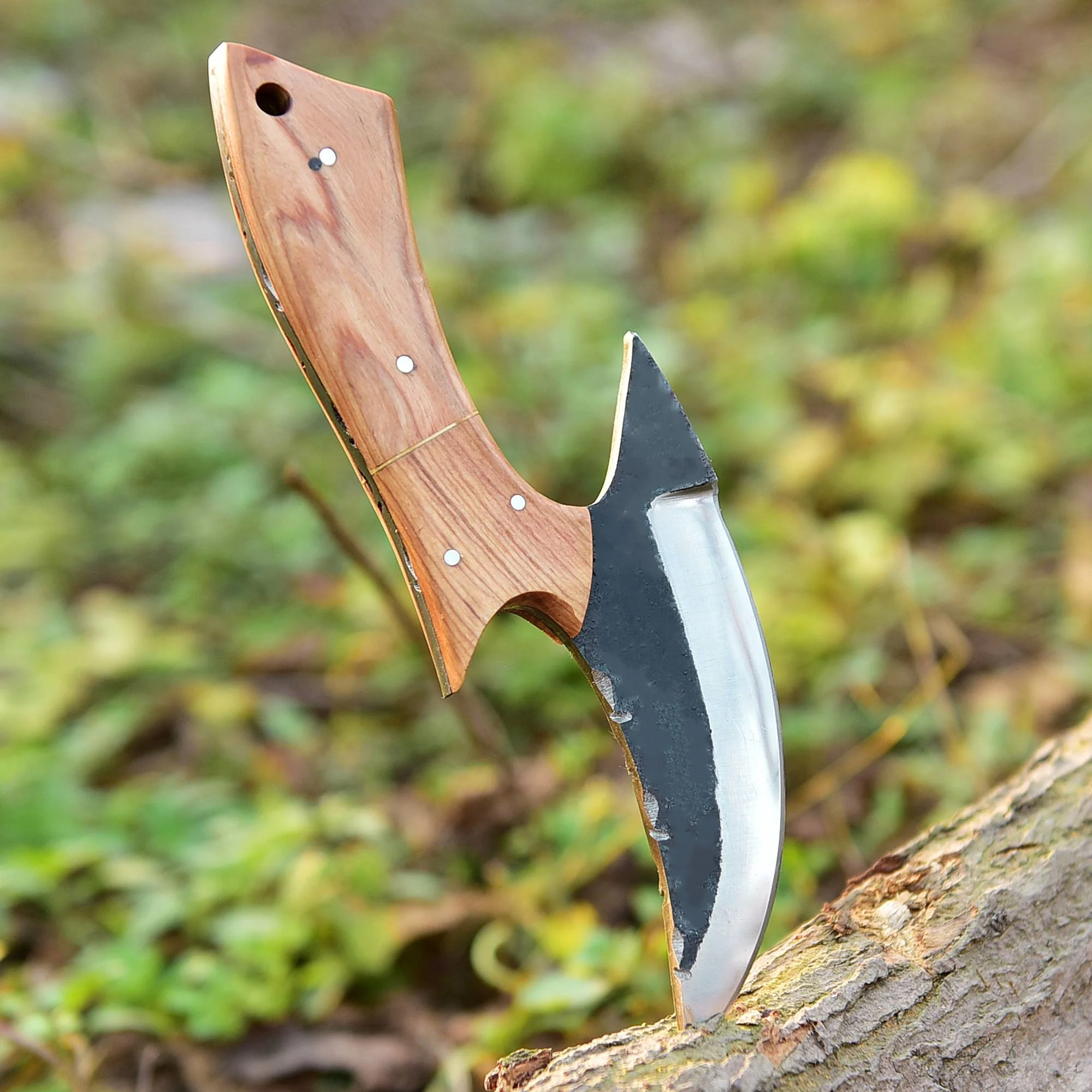 Hand Forged Carbon 1095 Steel Alaska Ulu Pizza Cutter Kitchen Knife - Image 2